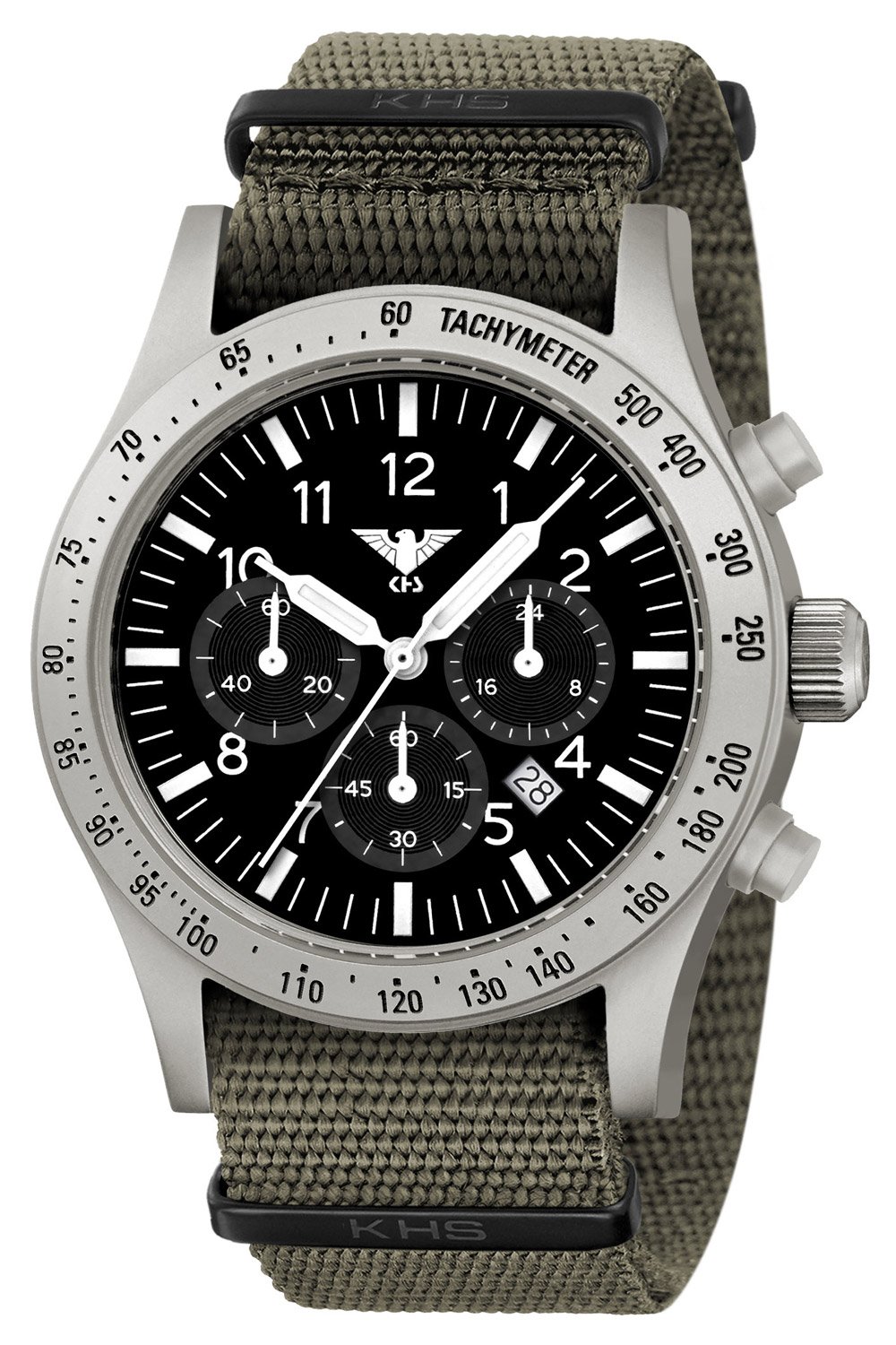 KHS PLASSC.NSGO Herrenuhr Platoon Solar Chronograph Stahl Nato Grau