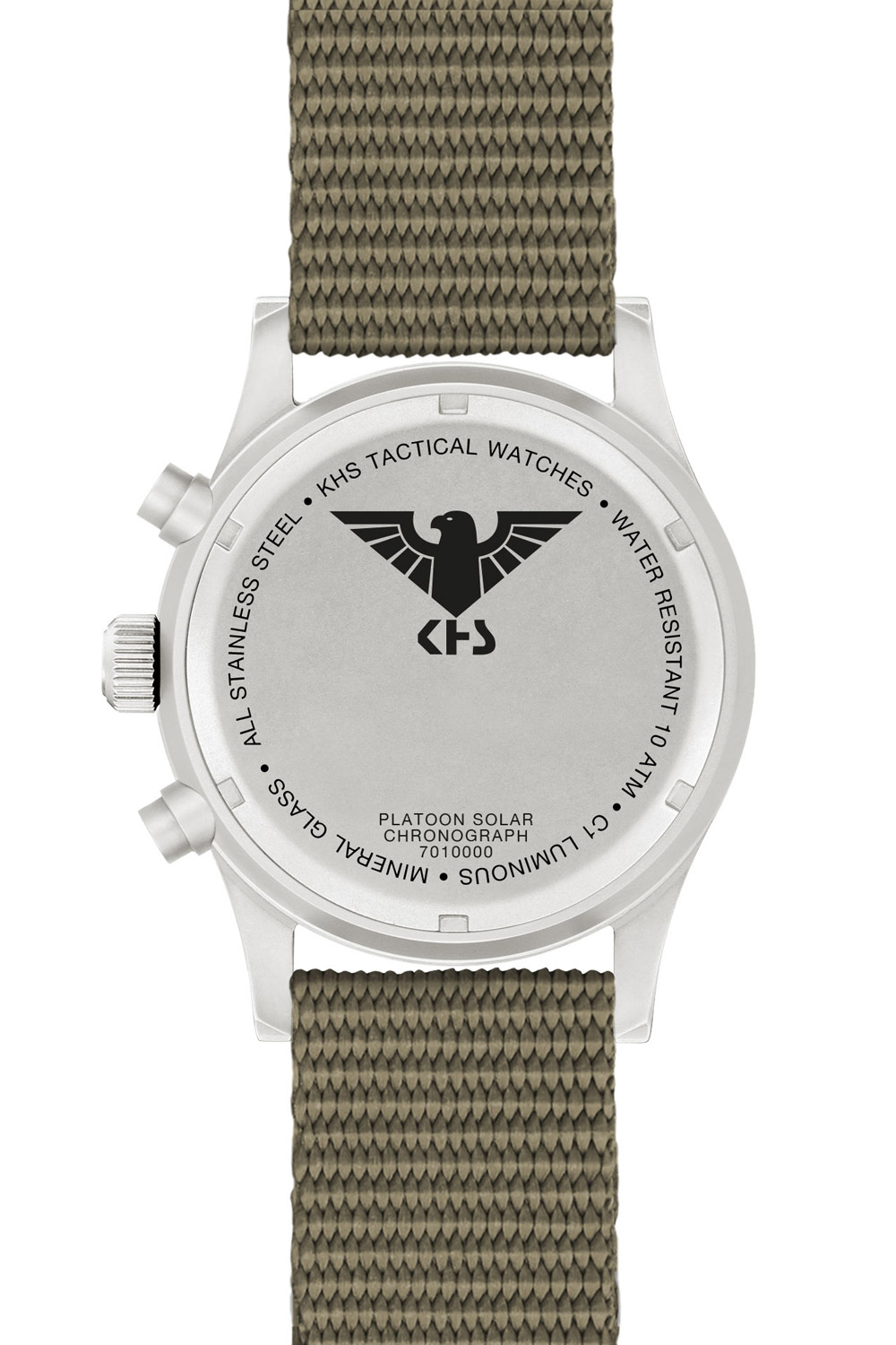KHS Orologio Da Polso Platoon Acciaio Solare Verde Oliva/Nero