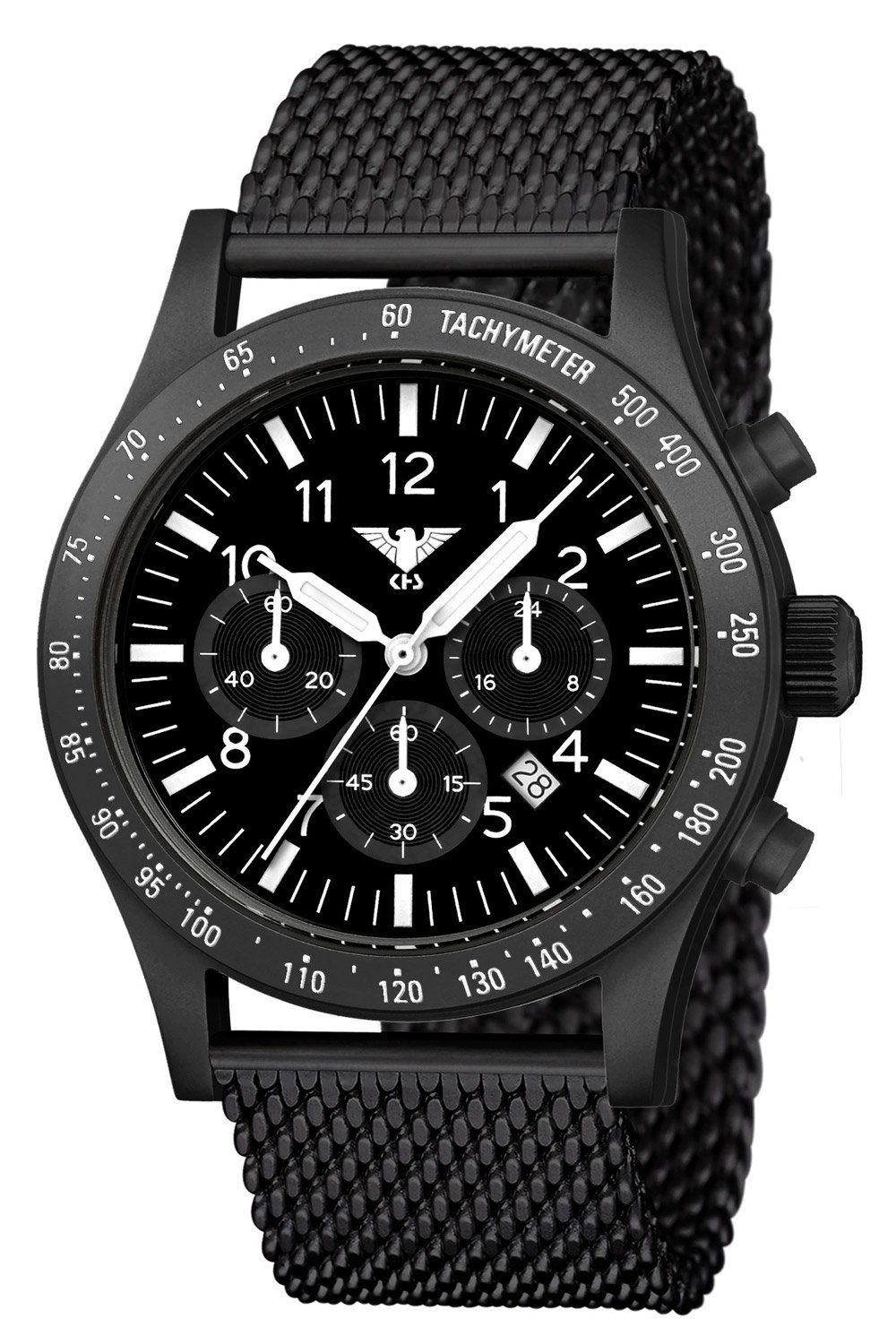 KHS PLABSSC.MB Herrenuhr Platoon Solar Chronograph Meshband Schwarz