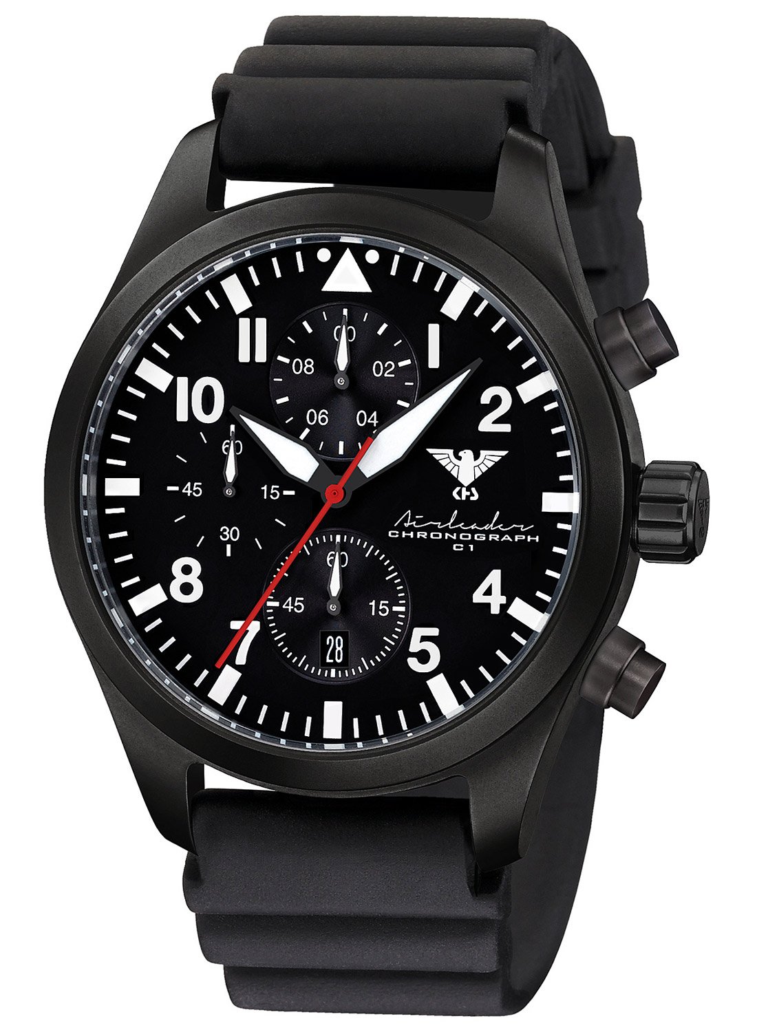 KHS AIRBSC.DB Herrenuhr Airleader Chronograph Schwarz mit Taucherband