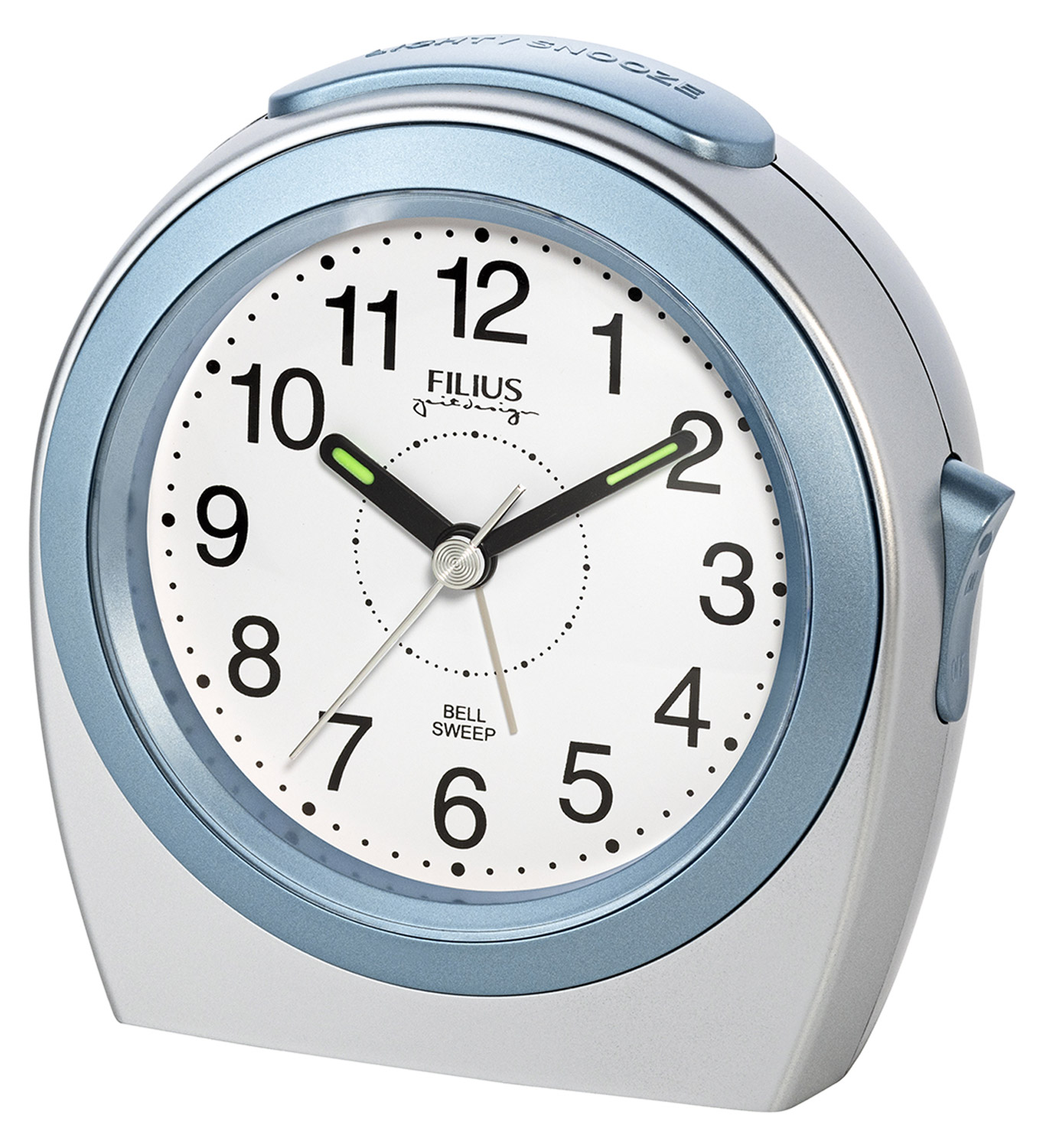 Filius Filius 0605 5 Quarz Wecker ohne Ticken Silberfarben/Hellblau