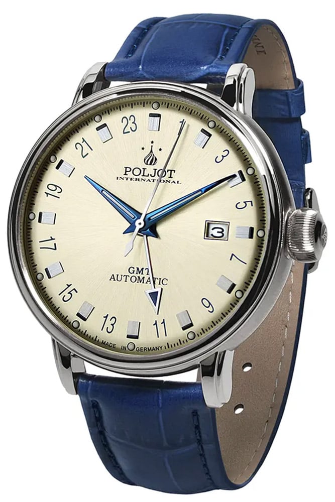 Poljot International 34NH.4200112 Herrenuhr Automatik Jaros GMT Blau/Beige
