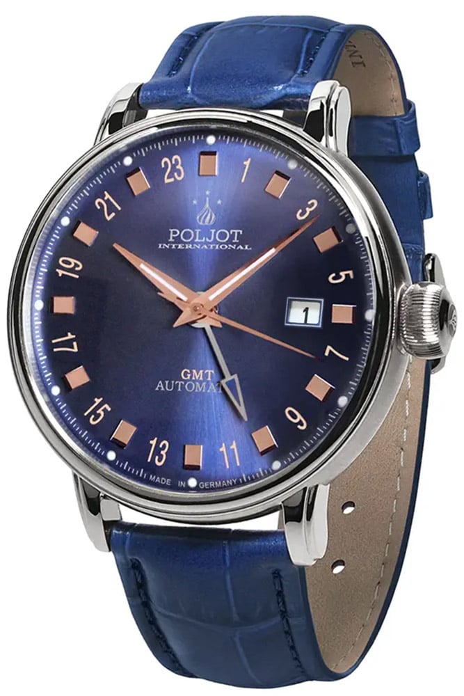 Poljot International 34NH.4200114 Herren-Armbanduhr Automatik Jaros GMT Blau