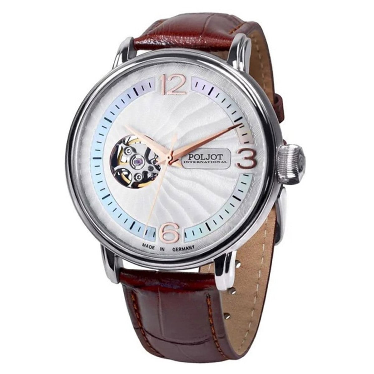 Poljot International 38NH.4280811 Herrenuhr Automatik Jaros Open Heart Braun