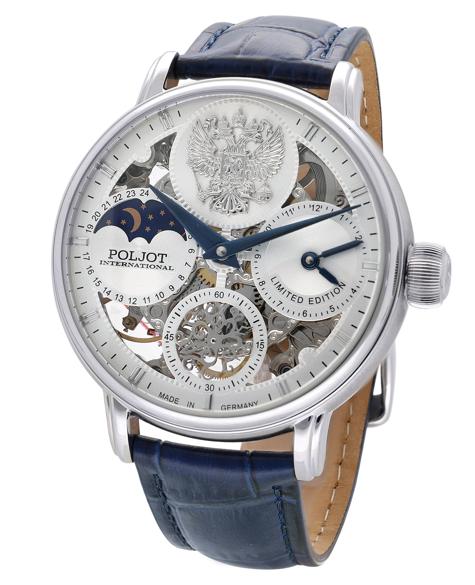 Poljot International 9931.DYNIII-1 Herrenuhr Handaufzug Dynasty 3 Blau/Silberfarben