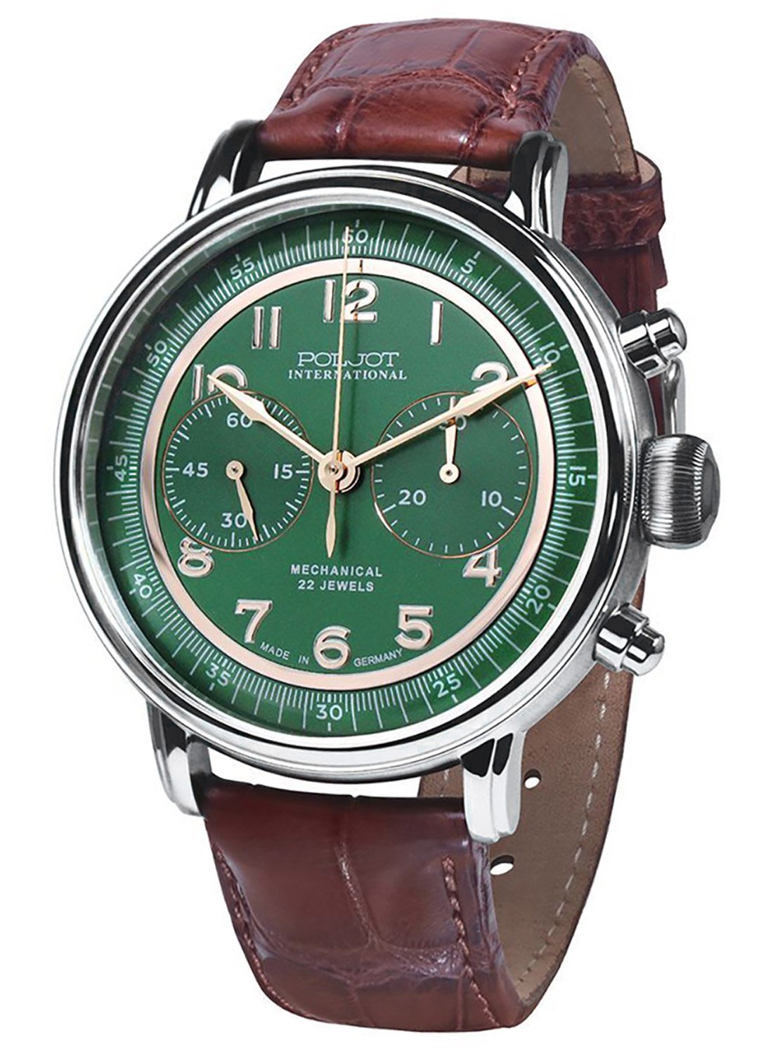 Poljot International 2901.1940925 Herren Handaufzug-Uhr Chronograph Susdal Braun/Grün