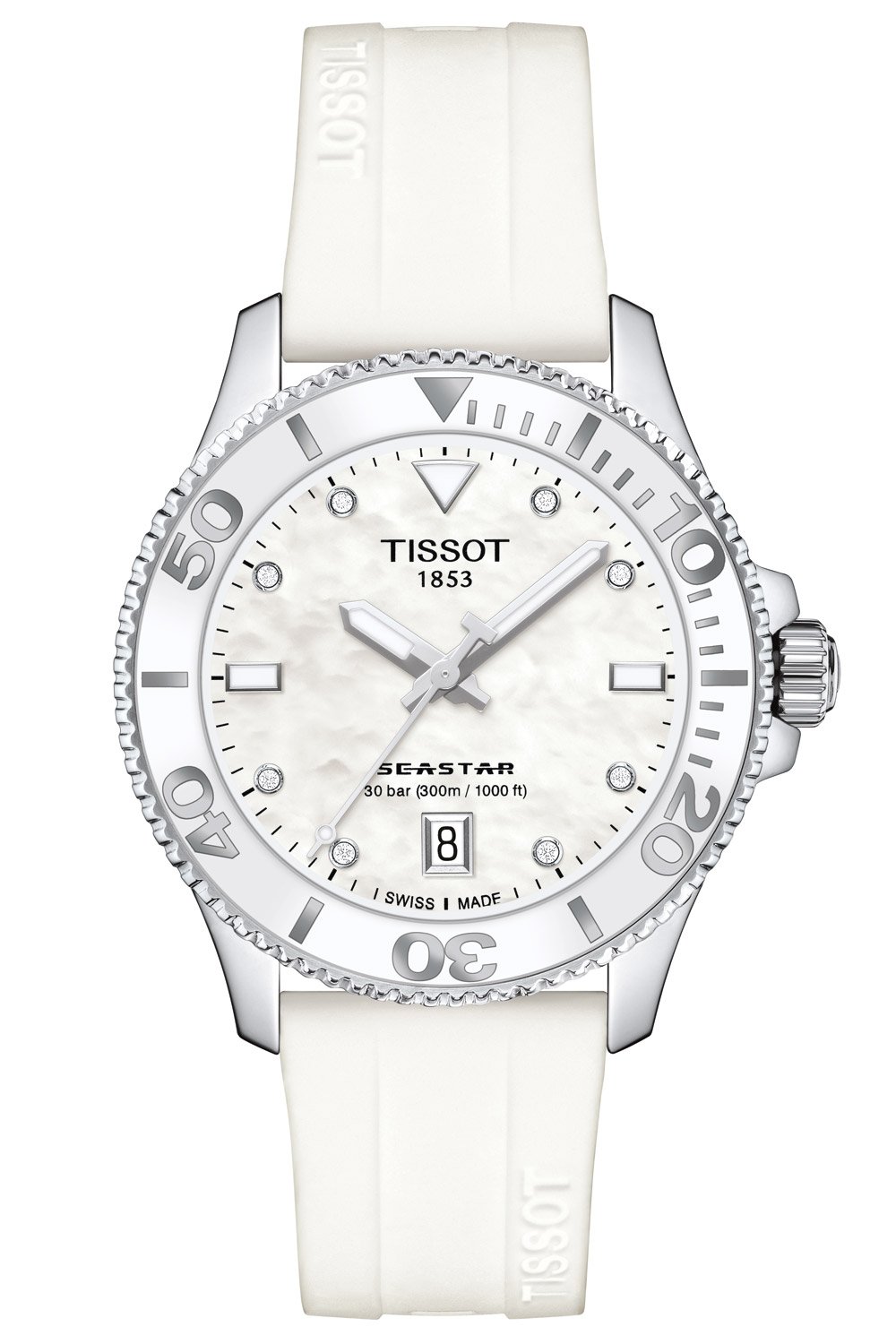 Tissot T120.210.17.116.00 Damenuhr Seastar 1000 Weiß mit Diamanten