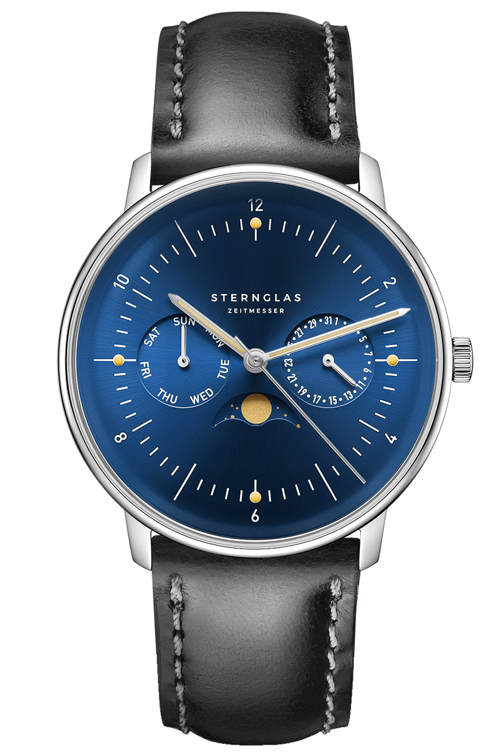 Sternglas Sternglas S01 NM06 BR02 Quarzuhr Naos Mondphase Blau/Leder Schwarz