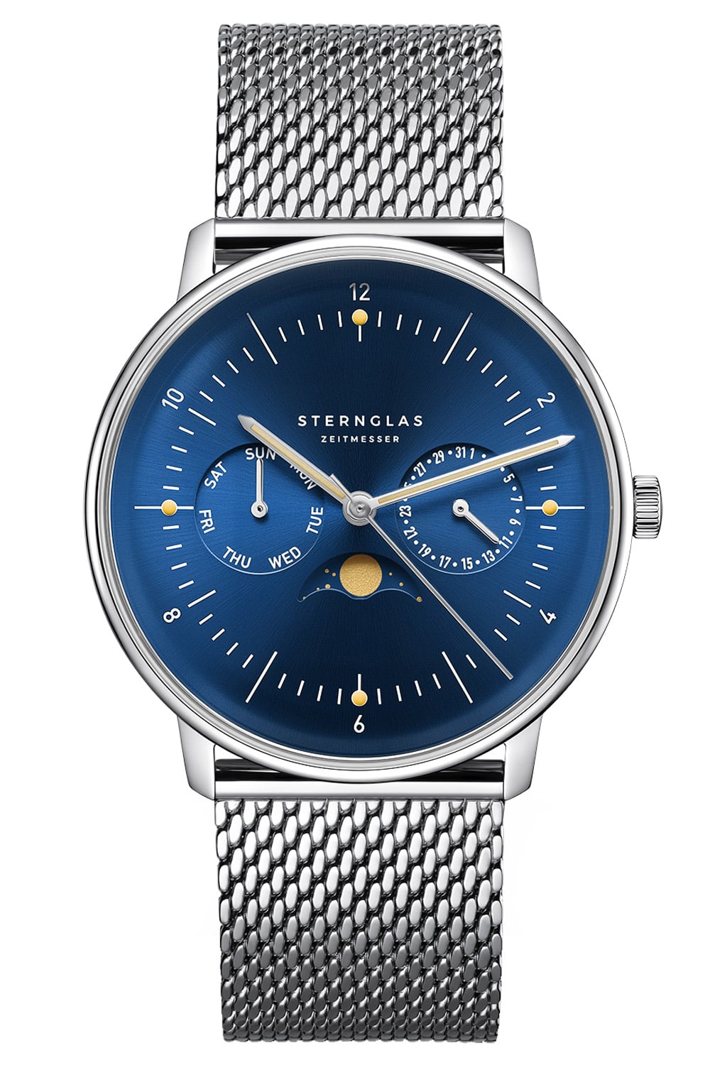 Sternglas Sternglas S01 NM06 MI04 Armbanduhr Naos Mondphase Blau/Milanaiseband