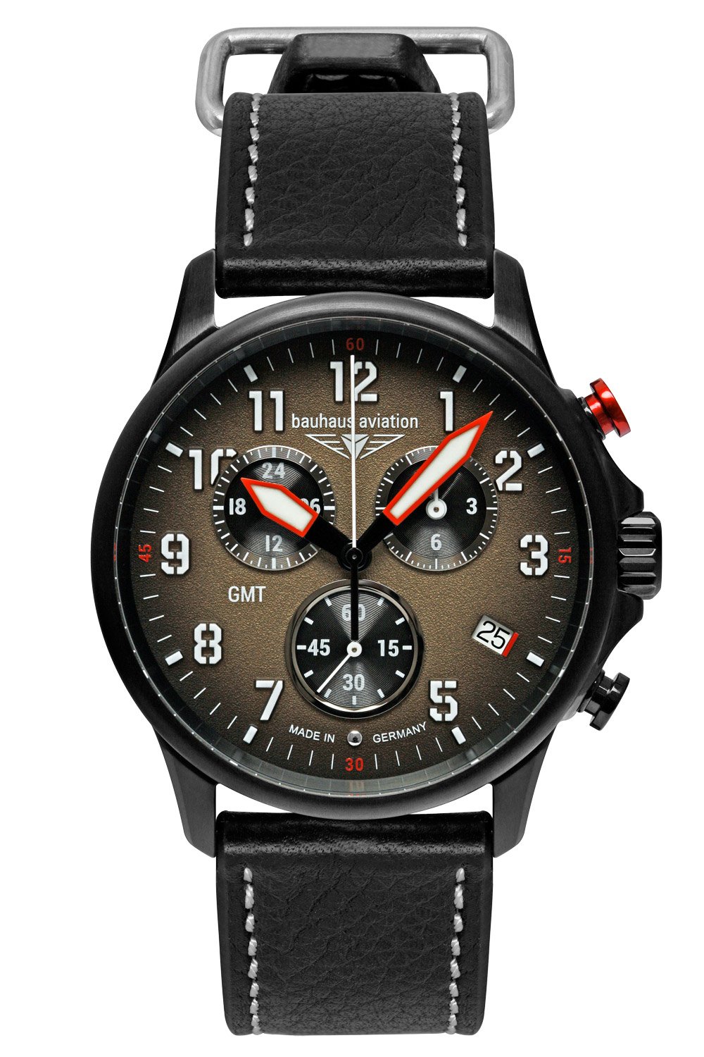 Bauhaus 2886-1 Herrenuhr Aviation Chronograph GMT Schwarz/Braun