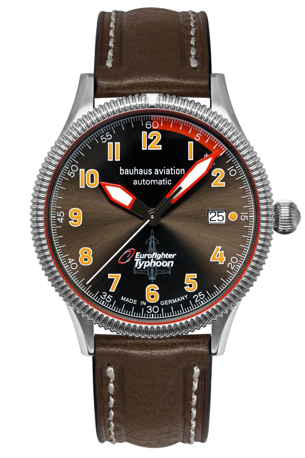 Bauhaus 2556-2 Herrenuhr Aviation BHA Eurofighter Automatik Dunkelbraun