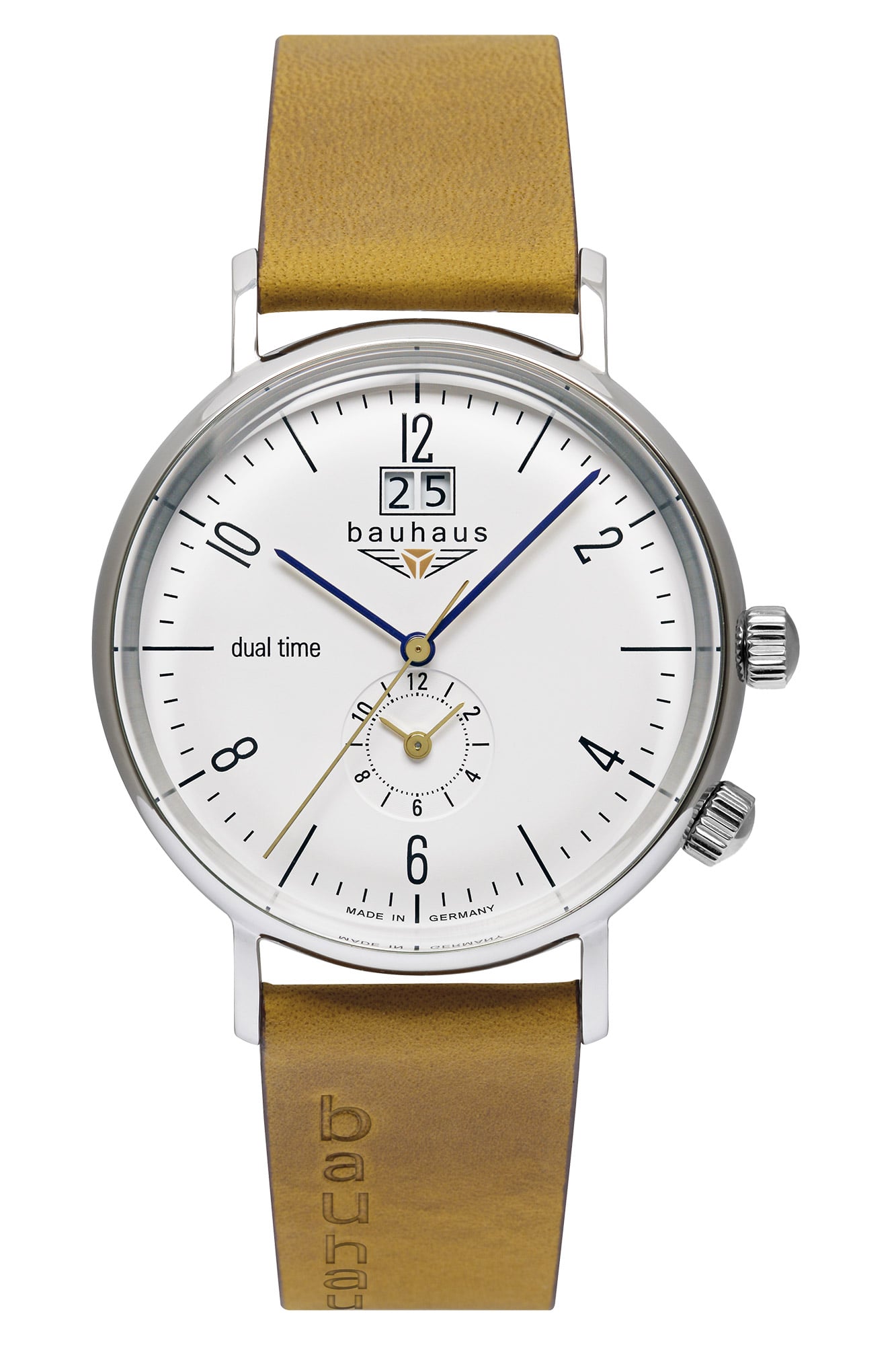 Bauhaus 2144-1 Herrenuhr Quarz Pure Dual Time Cognacfarben