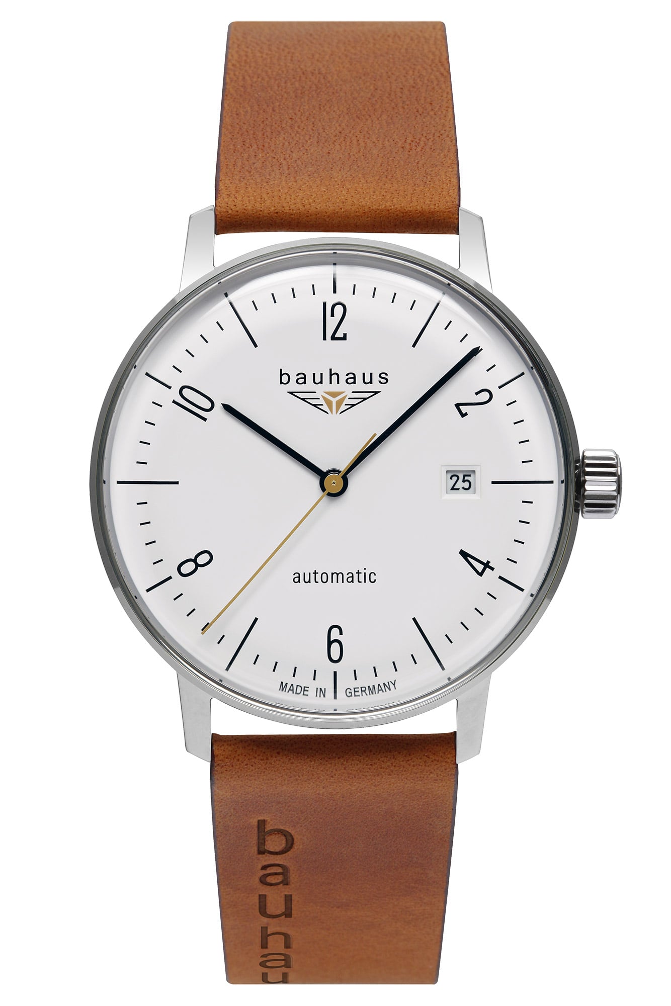 Bauhaus 2062-1 Herren-Armbanduhr Pure Automatik Leder Cognacfarben