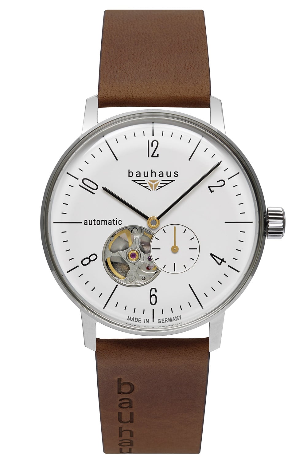 Bauhaus 2068-1 Armbanduhr für Herren Pure Automatik Open Heart Braun