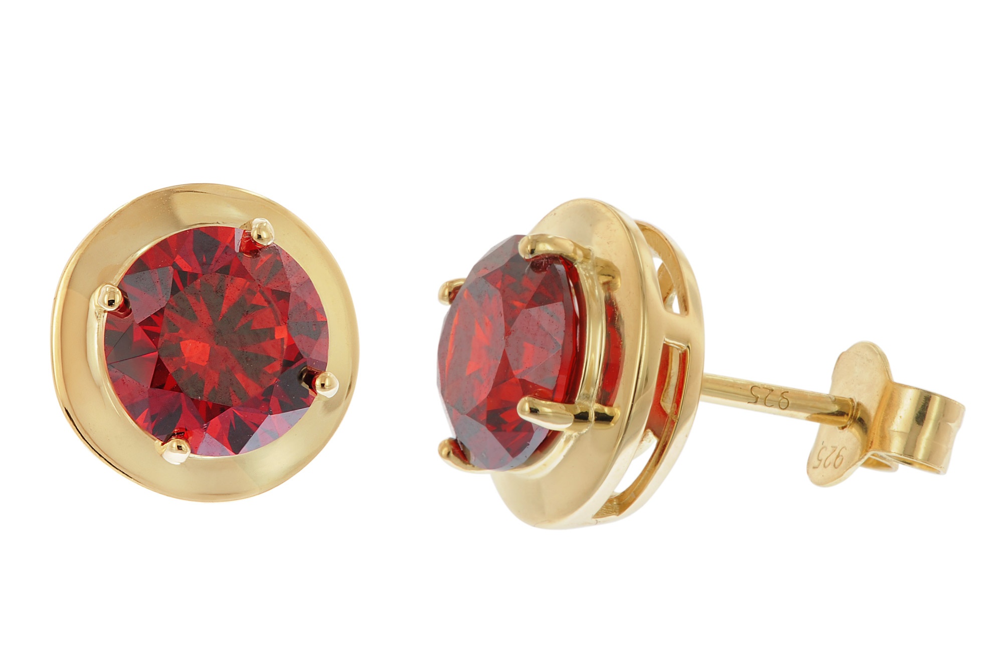 Acalee 70-1050-16 Damen-Ohrringe 925 Silber Vergoldet Zirkonia Granat-Rot