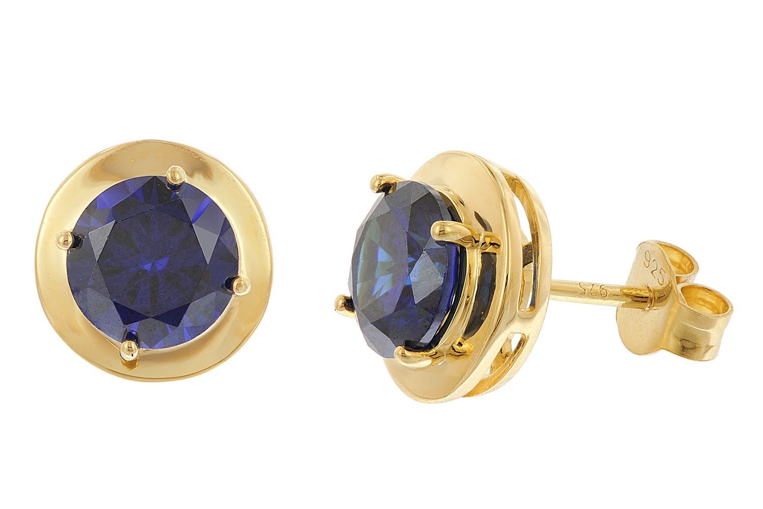 Acalee 70-1050-06 Damen-Ohrstecker 925 Silber Vergoldet Zirkonia Tanzanitblau