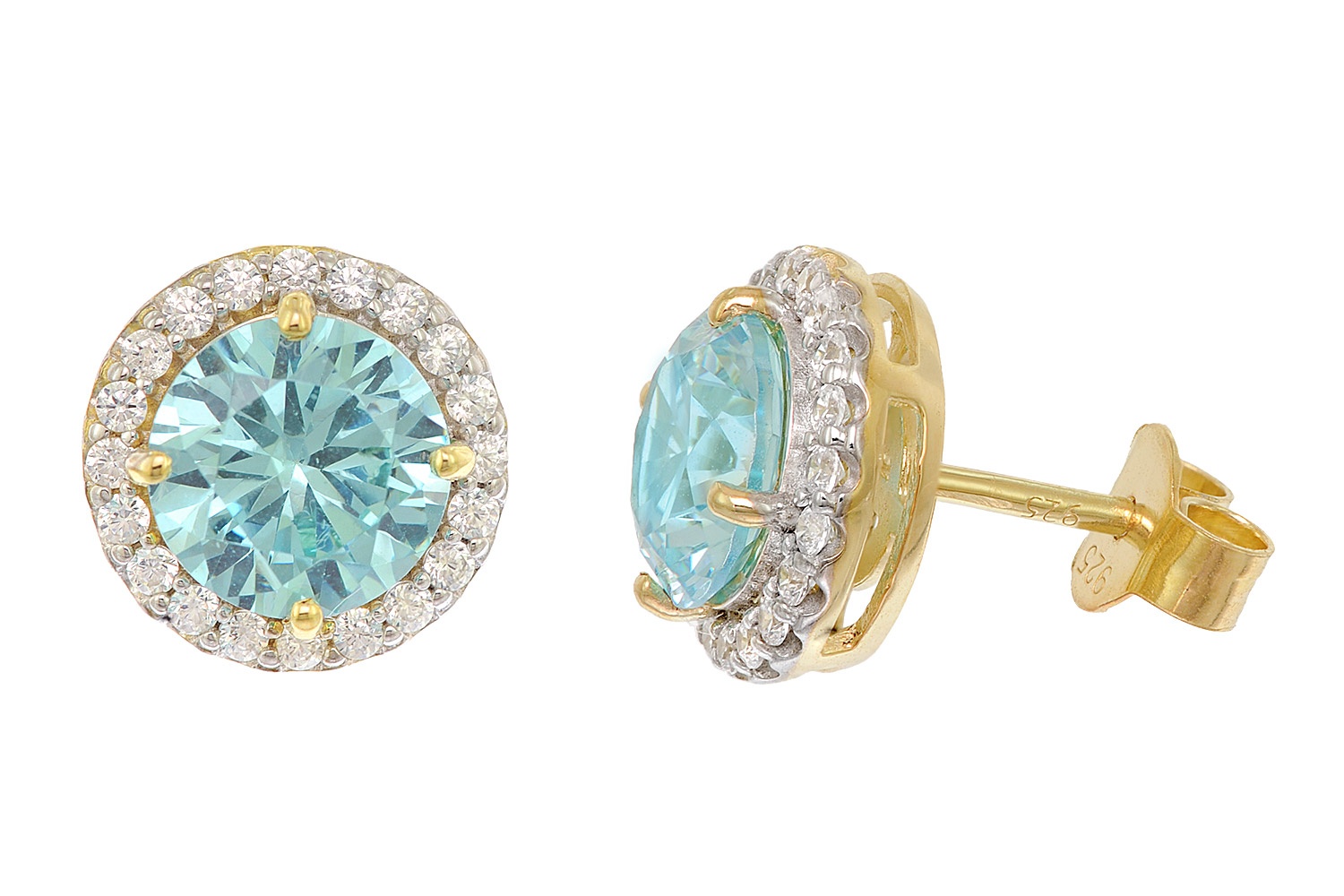 Acalee 70-1048-03 Damen-Ohrringe 925 Silber Vergoldet Zirkonia Swiss Blau