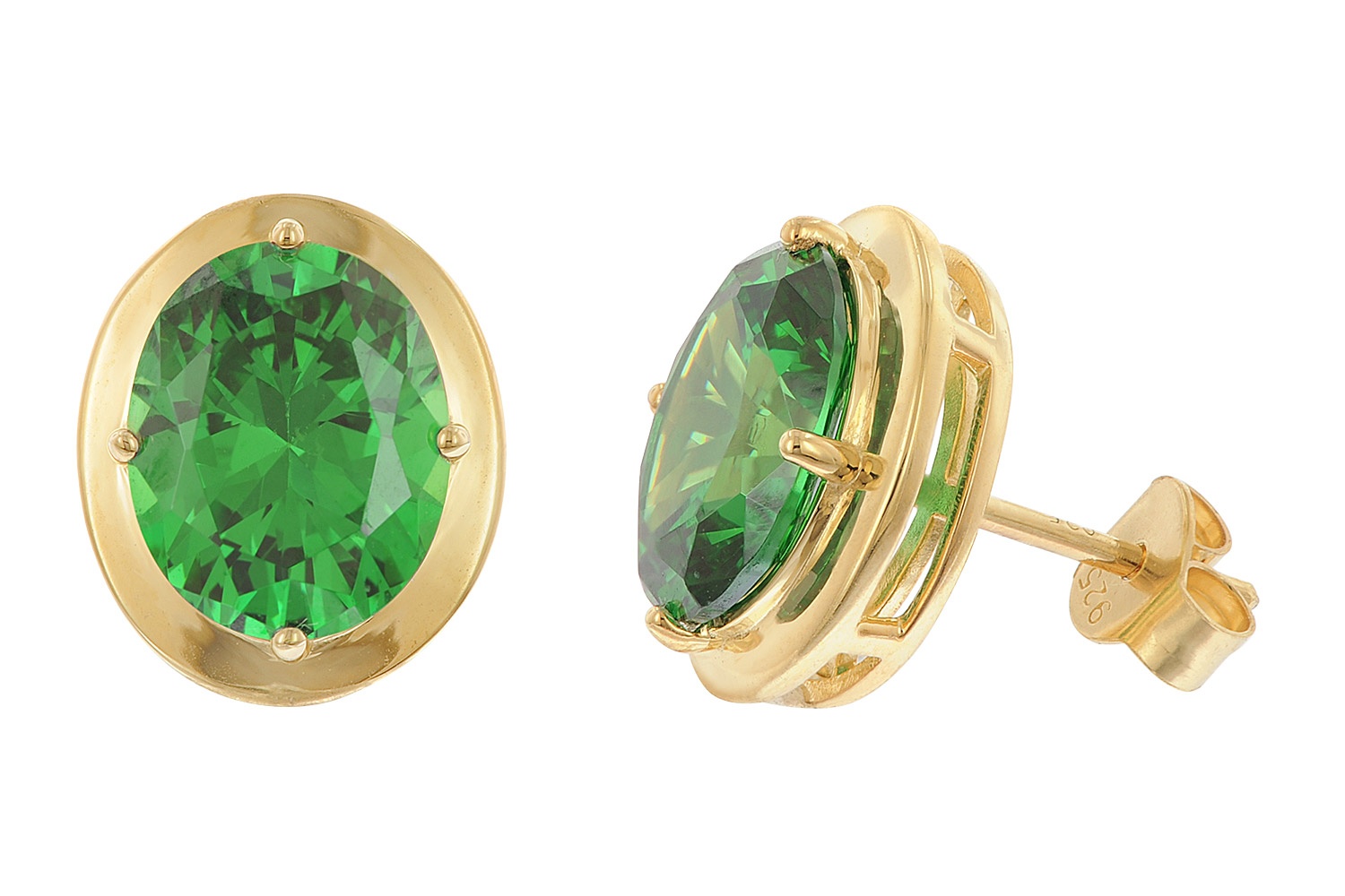 Acalee 70-1052-11 Damen-Ohrringe 925 Silber Vergoldet Zirkonia Smaragdgrün