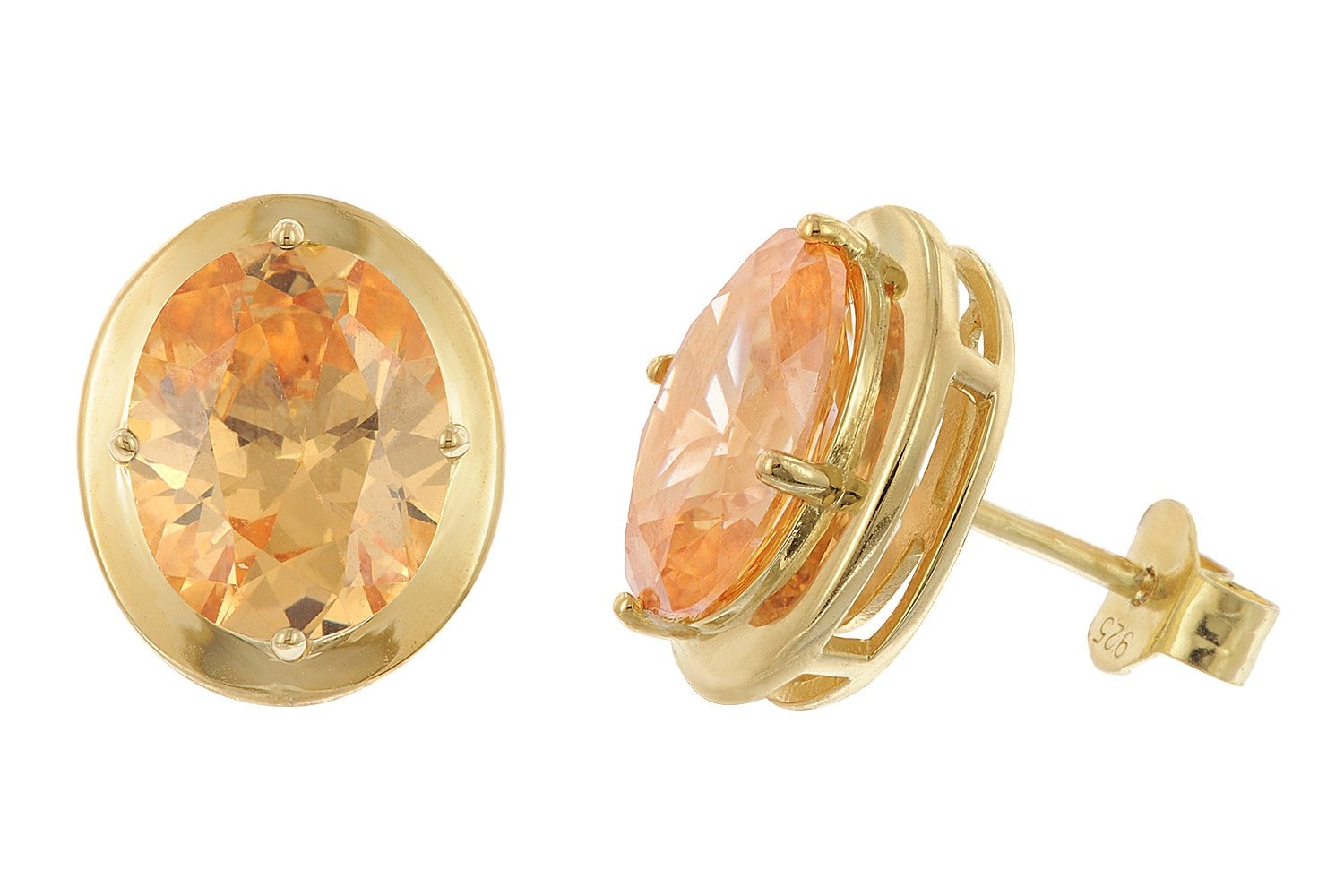 Acalee 70-1052-17 Damen-Ohrringe 925 Silber Vergoldet Zirkonia Champagne