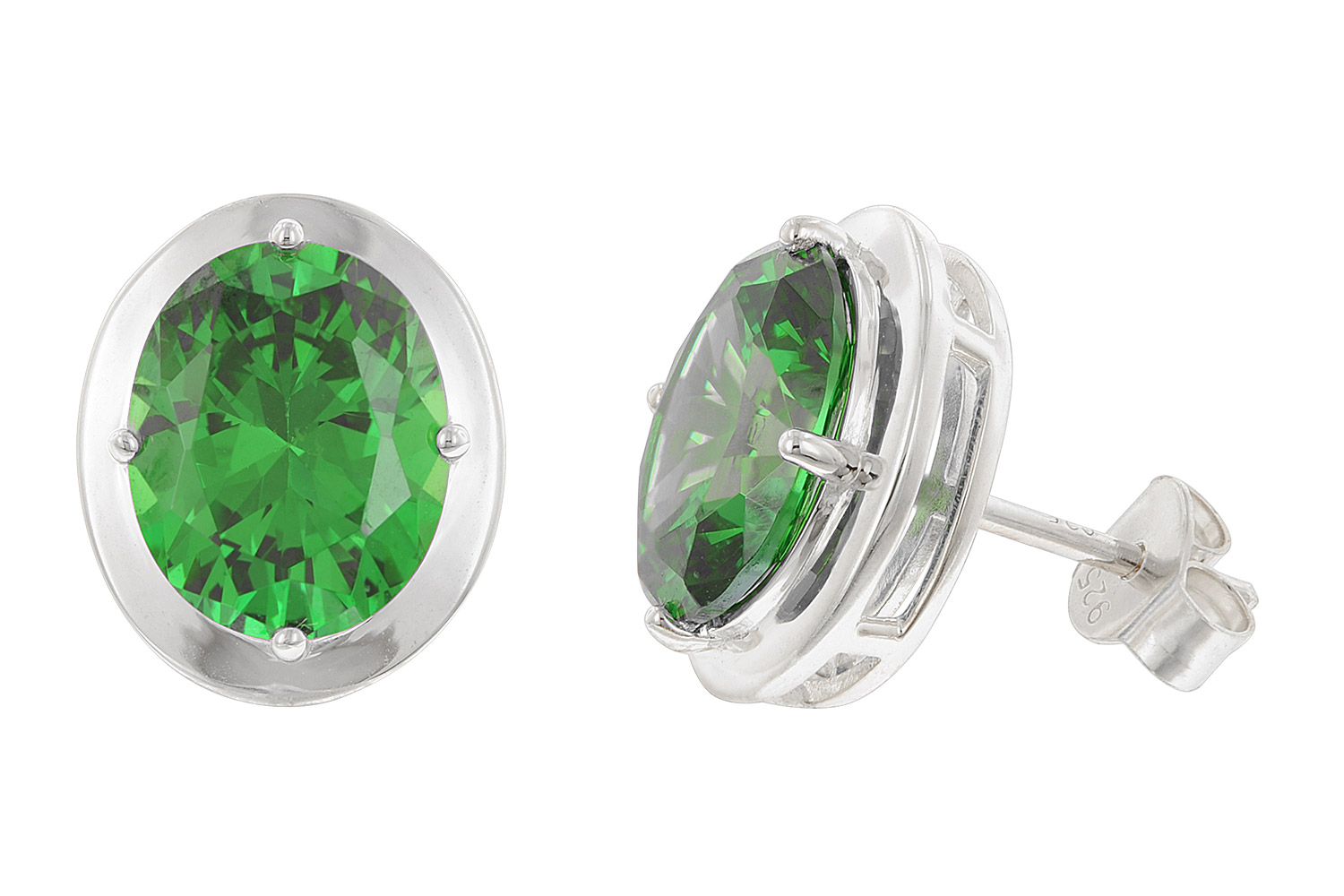 Acalee 70-1051-12 Damen-Ohrringe 925 Silber Zirkonia-Ohrstecker Arcticgrün