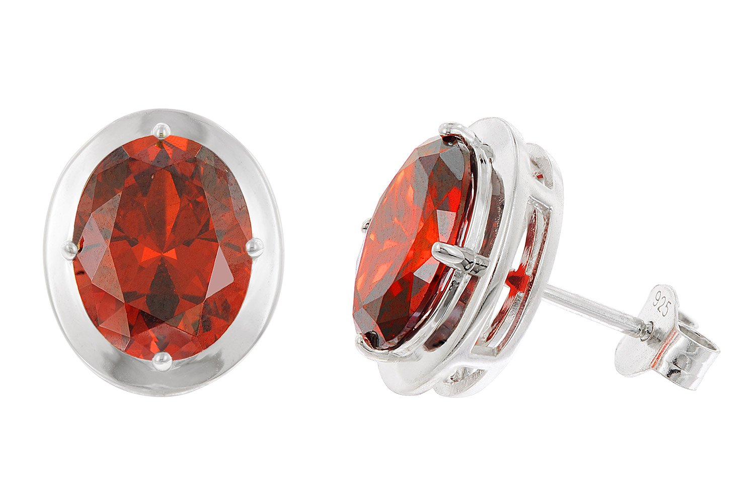 Acalee 70-1051-16 Damen-Ohrringe 925 Silber Zirkonia-Ohrstecker Granatrot