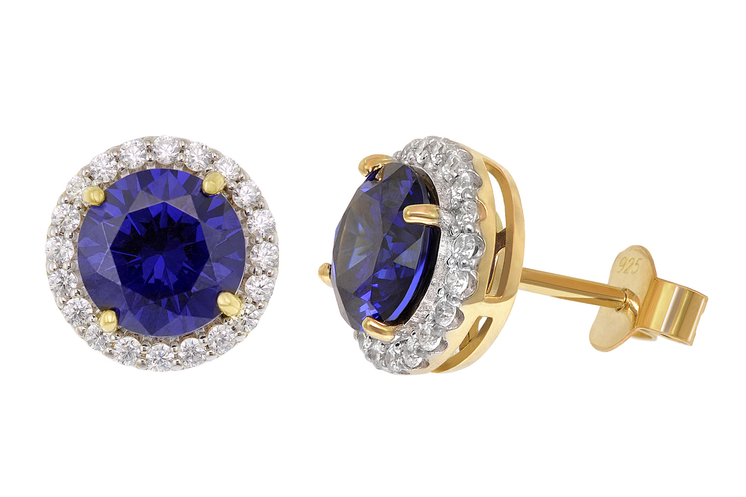 Acalee 70-1048-06 Damen-Ohrringe 925 Silber Vergoldet Zirkonia Tanzanitblau