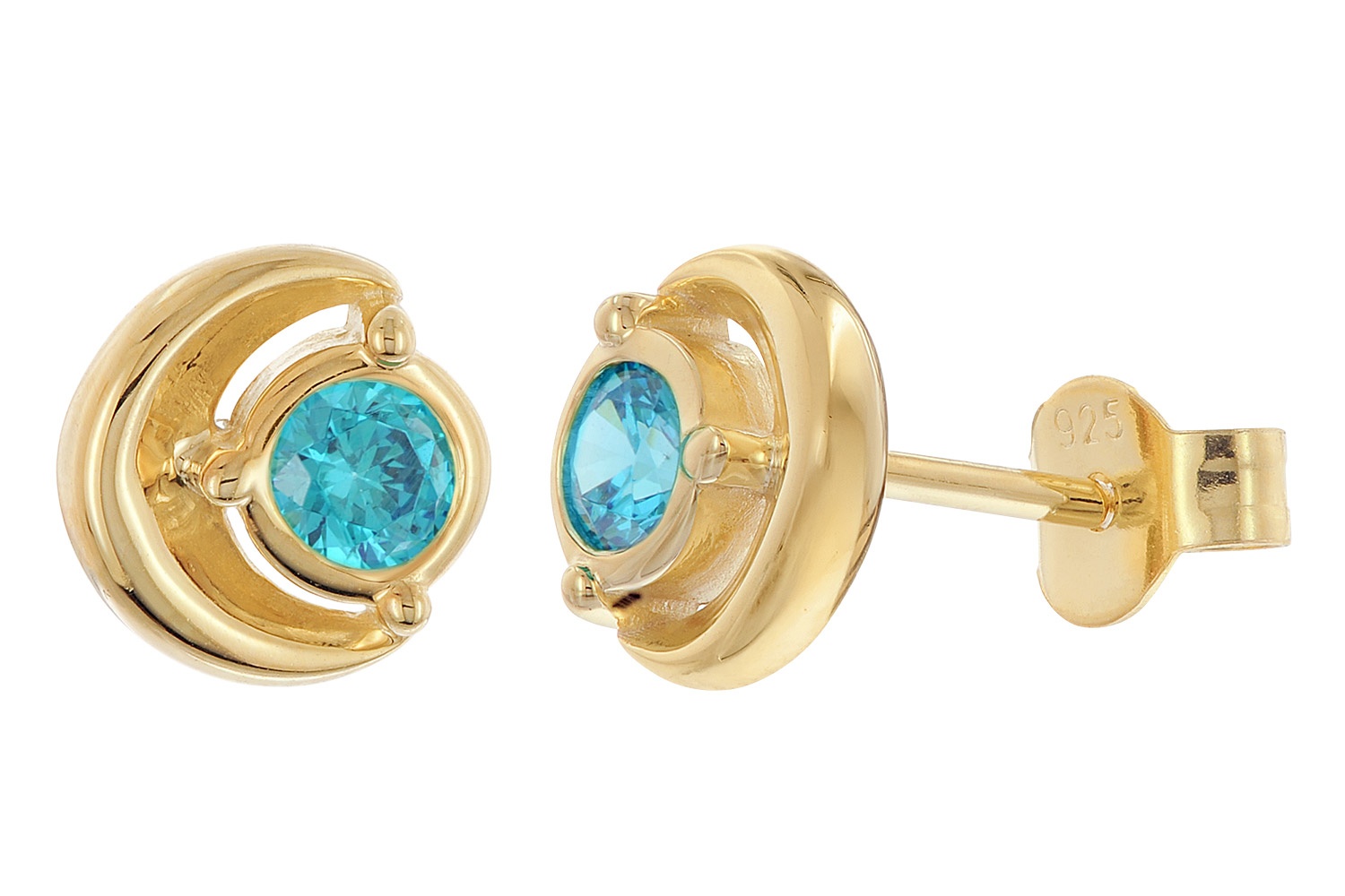 Acalee AC8894-04 Damen Ohrstecker 925 Silber Vergoldet Zirkonia London-Blau