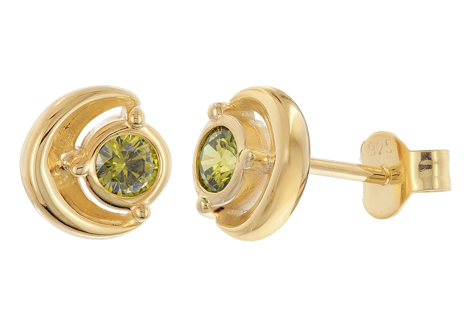 Acalee AC8894-19 Damen Ohrringe Silber Vergoldet Zirkonia-Stecker Olivgrün