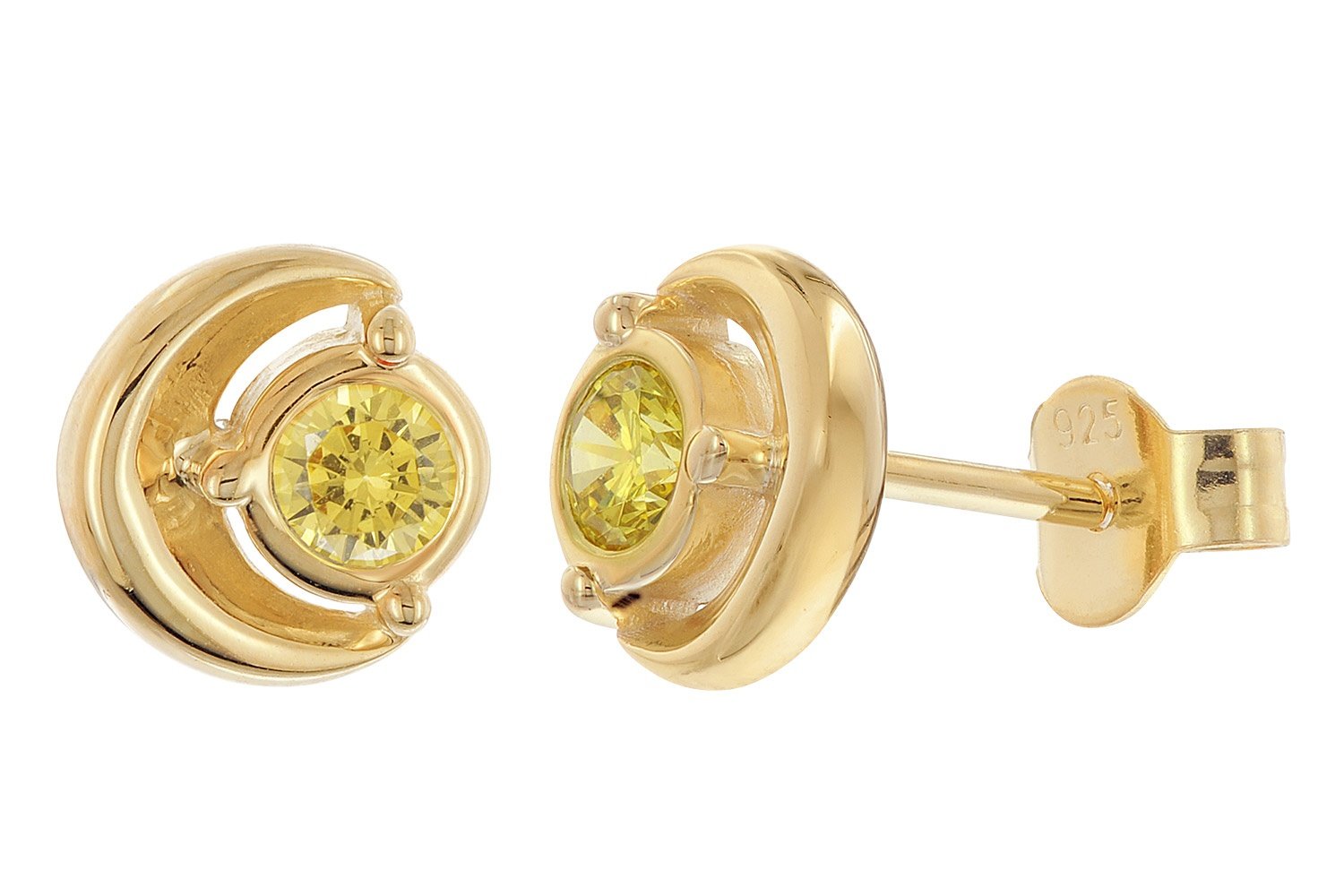 Acalee AC8894-13 Damen Ohrstecker 925 Silber Vergoldet Zirkonia Peridot-Gelb