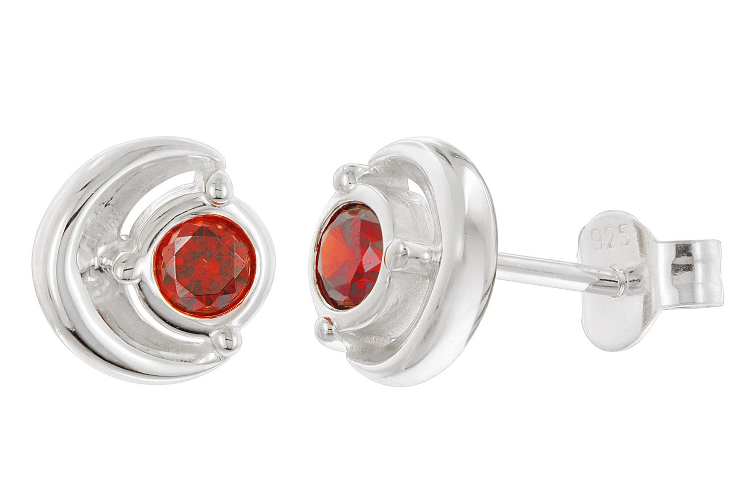 Acalee Women's Earrings 925 Silver With Garnet Red Cubic