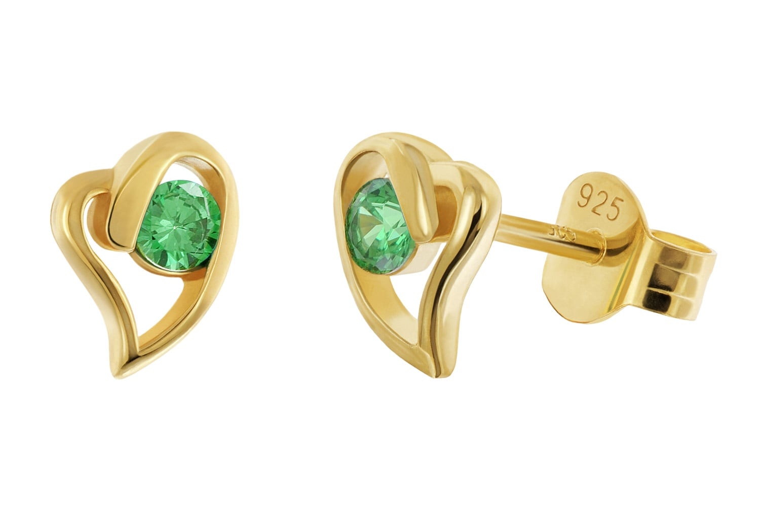 Acalee AC8876-11 Damen Ohrstecker 925 Silber Vergoldet Herz Grün