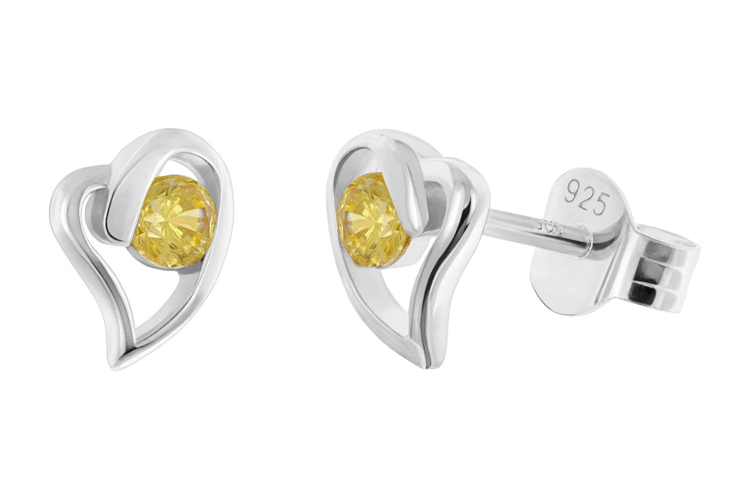 Acalee AC8866-13 Damen Ohrringe 925 Silber Ohrstecker Herz Citringelb Acalee AC8866-13 Damen Ohrringe 925 Silber Ohrstecker Herz Citringelb
