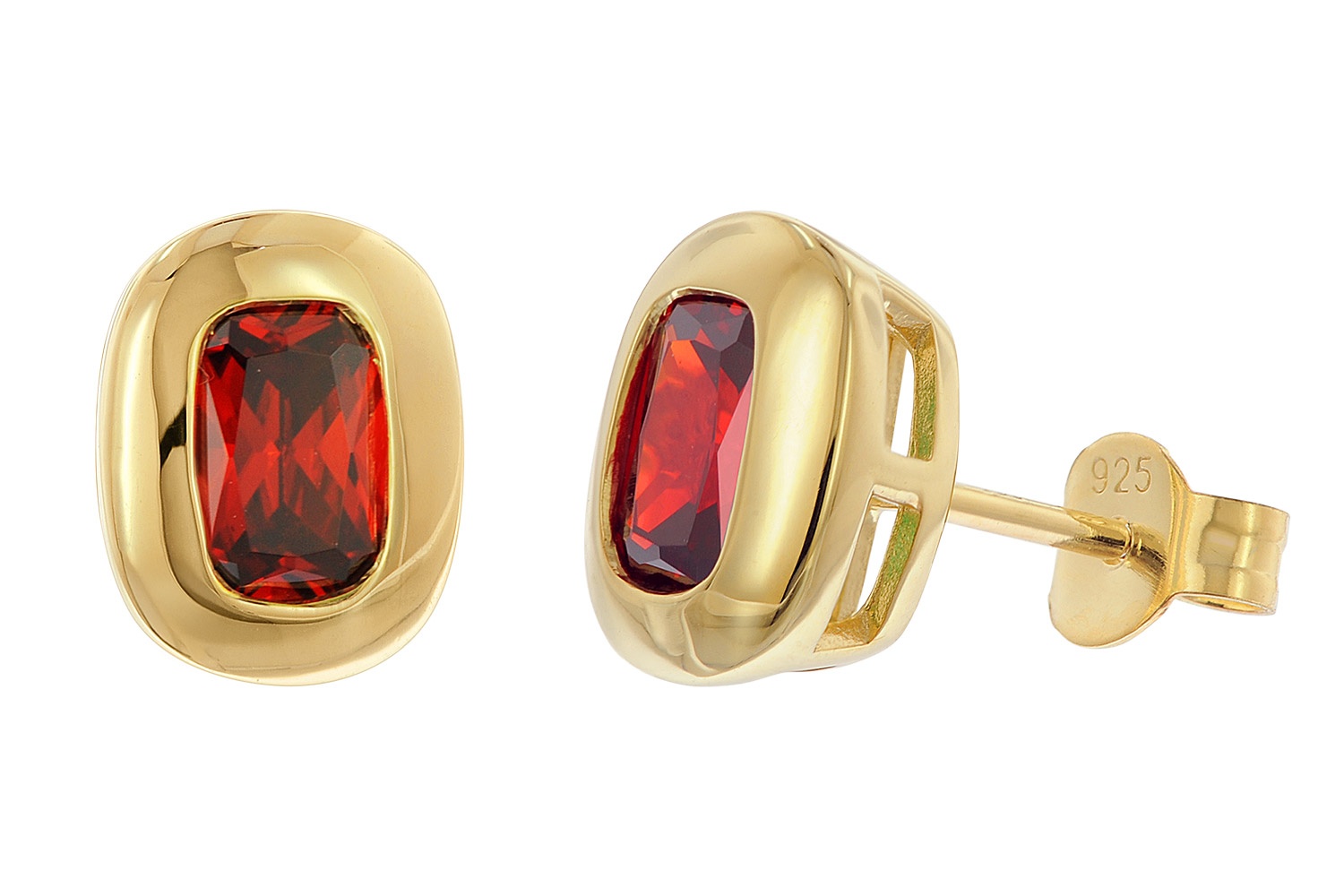 Acalee AC8952-16 Damen-Ohrstecker 925 Silber Vergoldet Zirkonia Granatrot