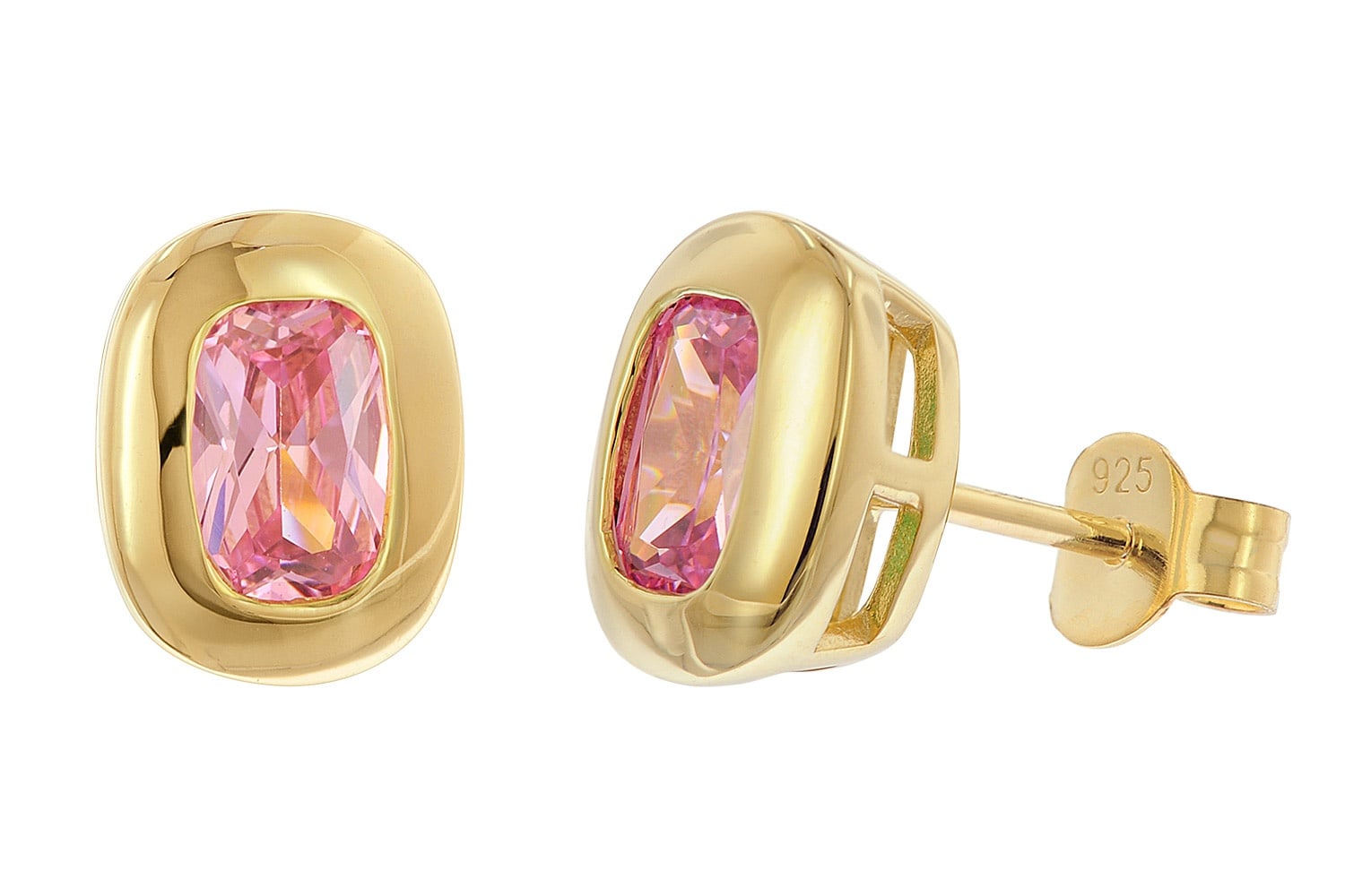 Acalee AC8952-09 Damen-Ohrringe 925 Silber Vergoldet Ohrstecker Zirkonia Pink