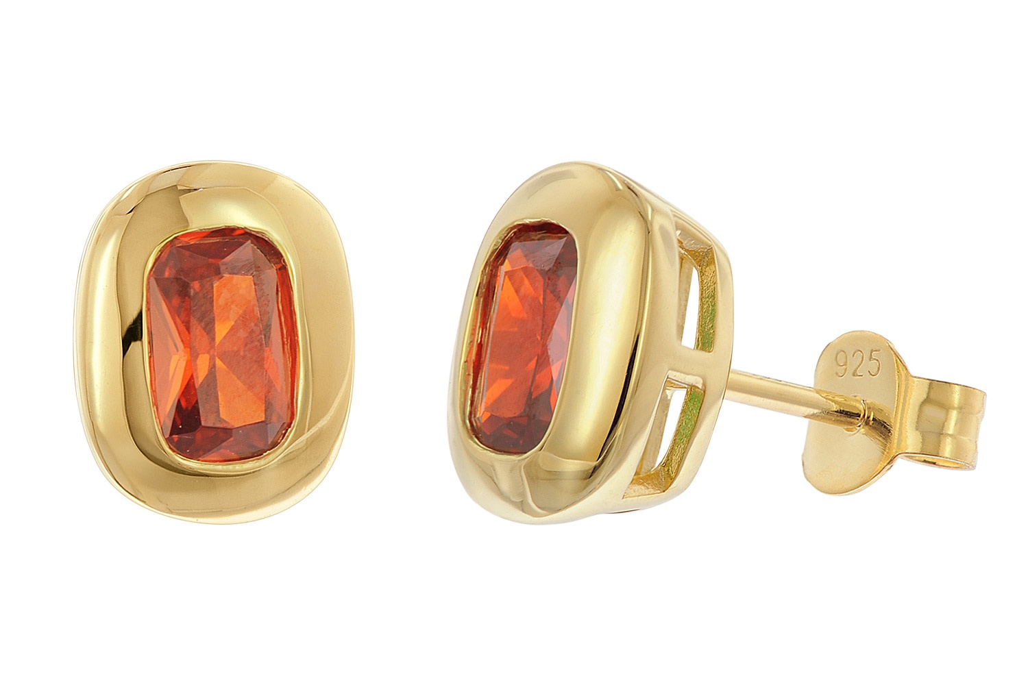 Acalee AC8952-10 Damen-Ohrstecker 925 Silber Vergoldet Zirkonia Orangerot