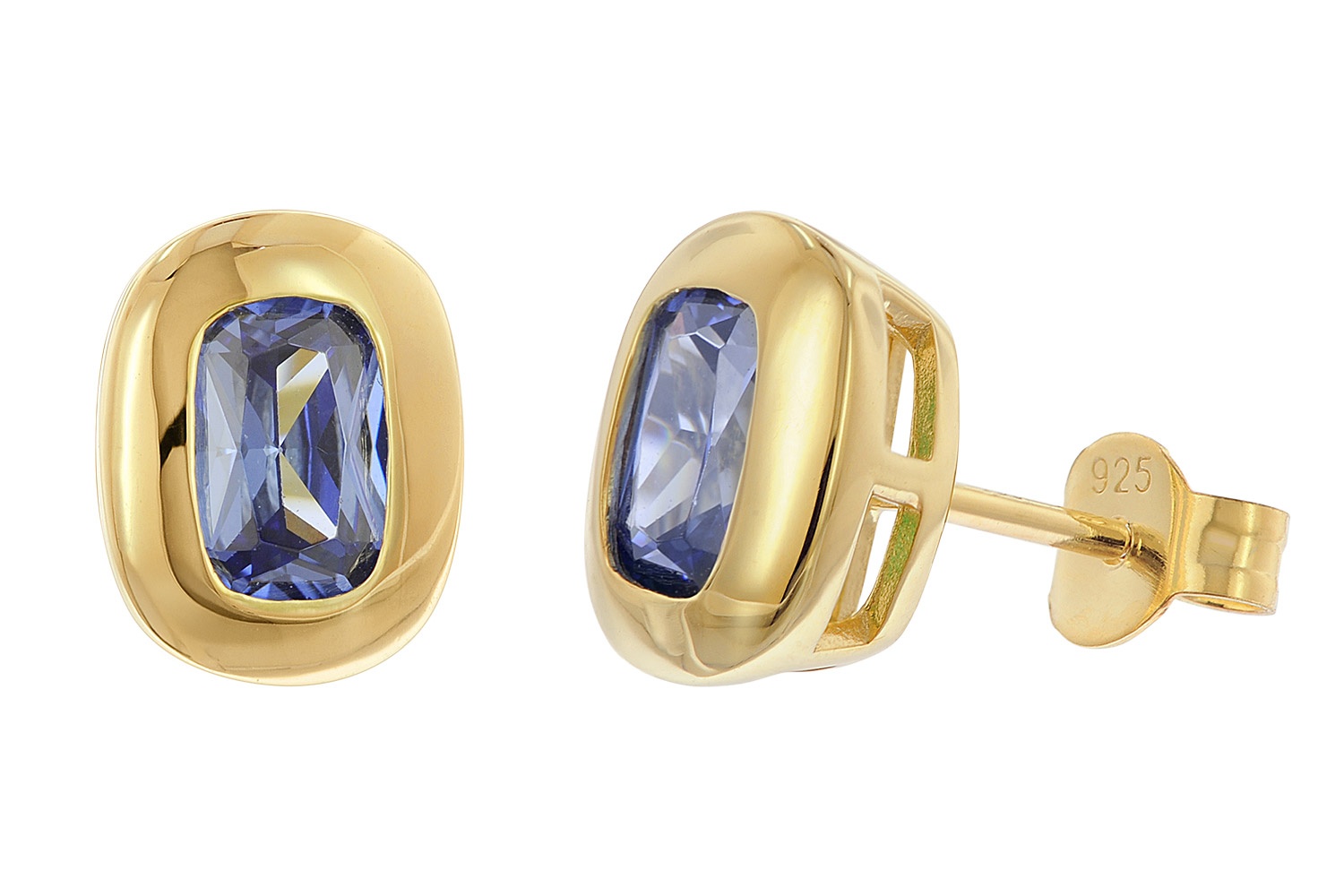 Acalee AC8952-06 Damen-Ohrstecker 925 Silber Vergoldet Zirkonia Tansanitblau