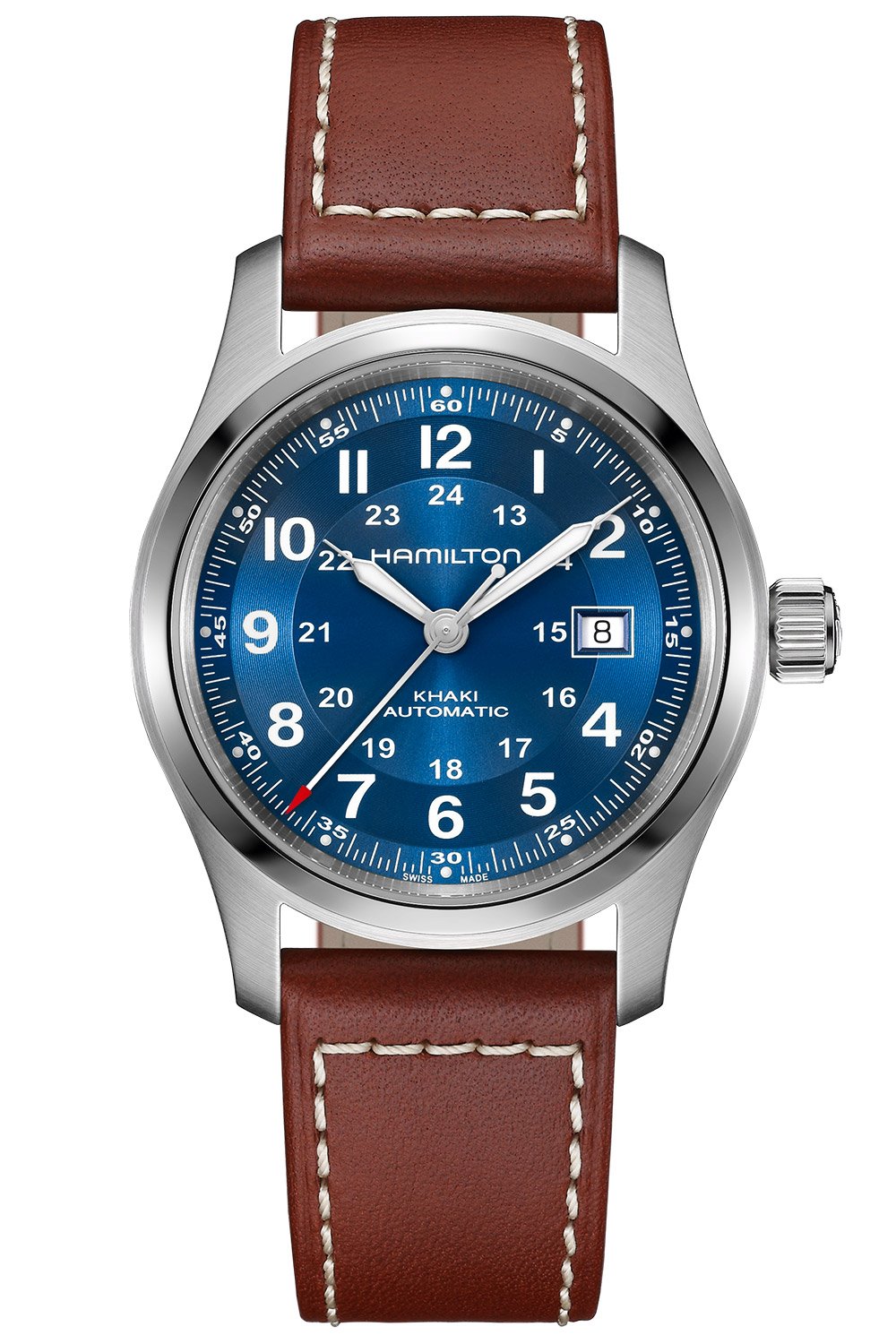 Hamilton H70605540 Herrenuhr Automatik Khaki Field Auto Braun/Blau 42 mm