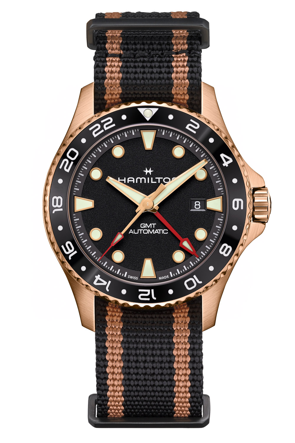 Hamilton H82565930 Armbanduhr Automatik GMT Khaki Navy Scuba Bronze 43 mm
