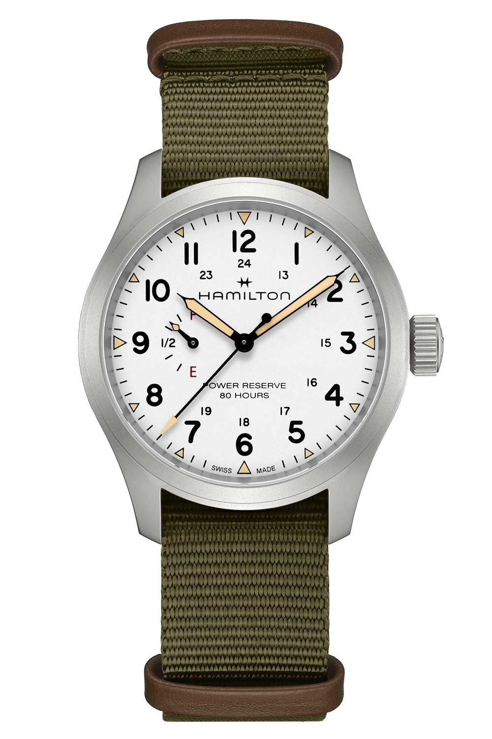 Hamilton H69509910 Handaufzugsuhr für Herren Mechanical Power Reserve Grün/Weiß