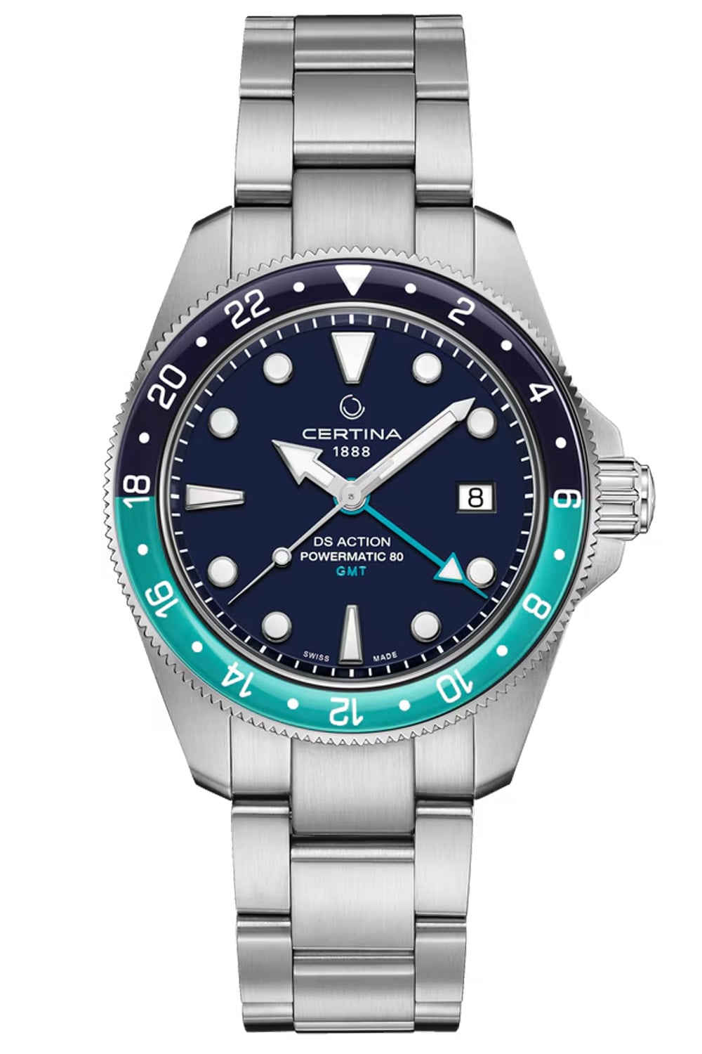 Certina C0329291104101 Herren-Taucheruhr Automatik GMT DS Action Blau/Türkis