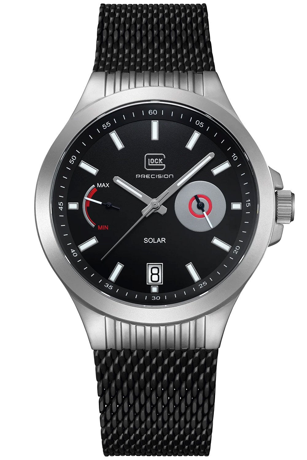 Glock GW-19-2-22 Herrenuhr Solar mit Meshband Schwarz Glock GW-19-2-22 Herrenuhr Solar mit Meshband Schwarz