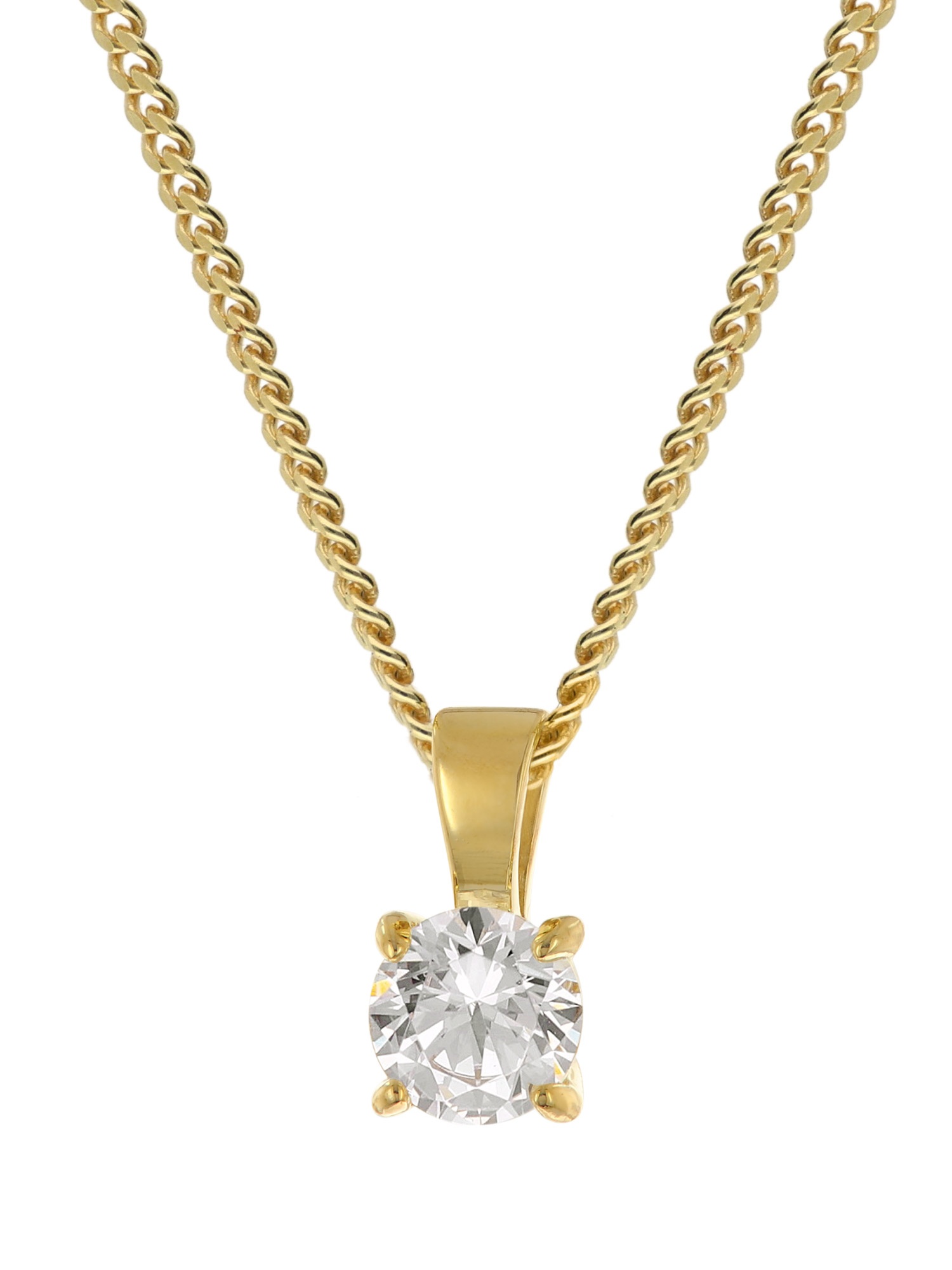 GLIZZ GL1070-45 Lab Grown Diamant-Anhänger 0,50 ct Gelbgold an Silberkette