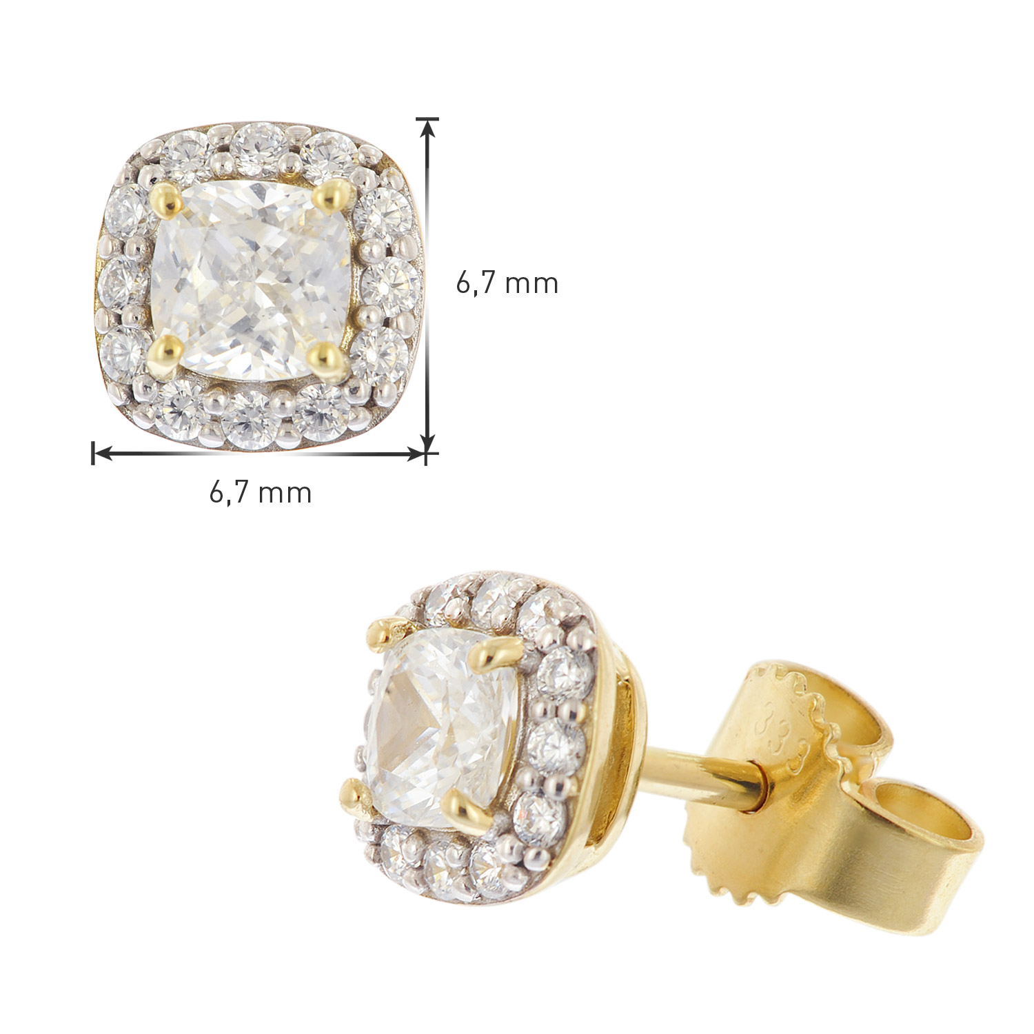 333 Gold Ohrstecker 5 Mm 1 Paar Mit Zirkonia Gefasst In 3 Krappen