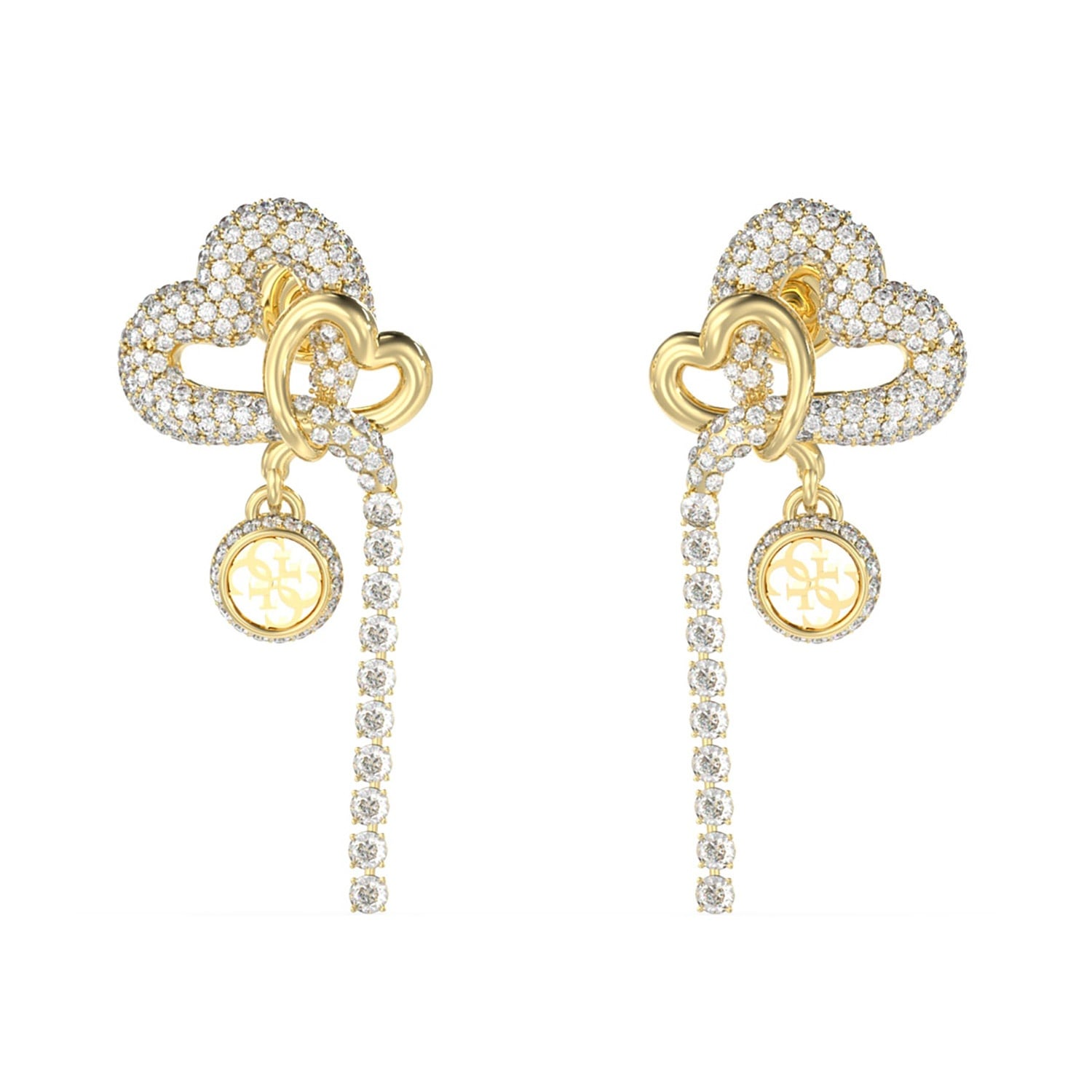 Guess JUBE06053JWYGT/U Damen-Ohrringe Pavé Herz Ohrhänger Goldfarben