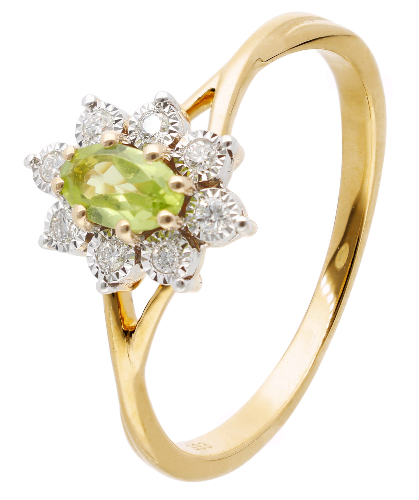 GLIZZ GL1278 Damenring 333 Gold mit Peridot und Lab-Grown Diamanten