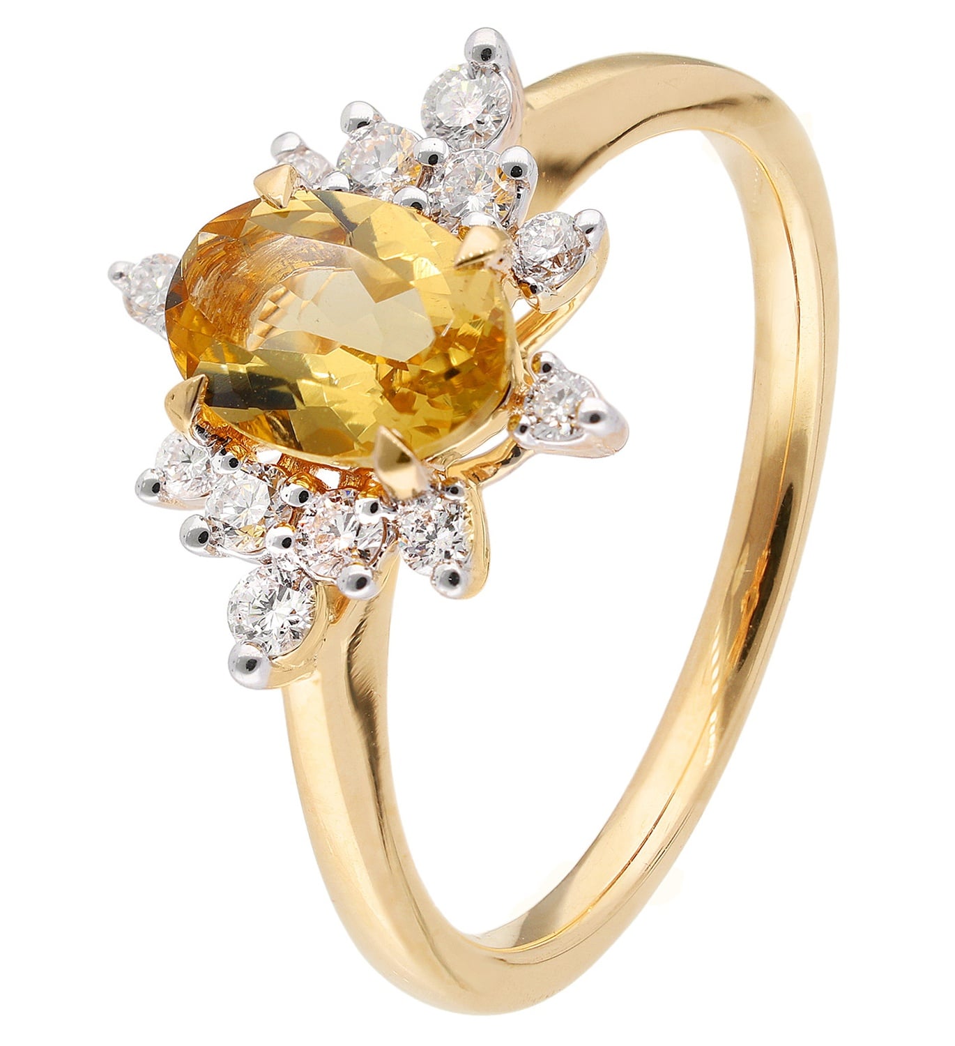 GLIZZ GL1286 Ring für Damen 333 Gold mit Beryll und Lab-Grown Diamanten