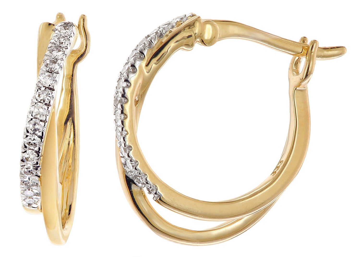GLIZZ GL1271 Damen-Ohrringe 333 Gold Creolen mit natürlichen Diamanten