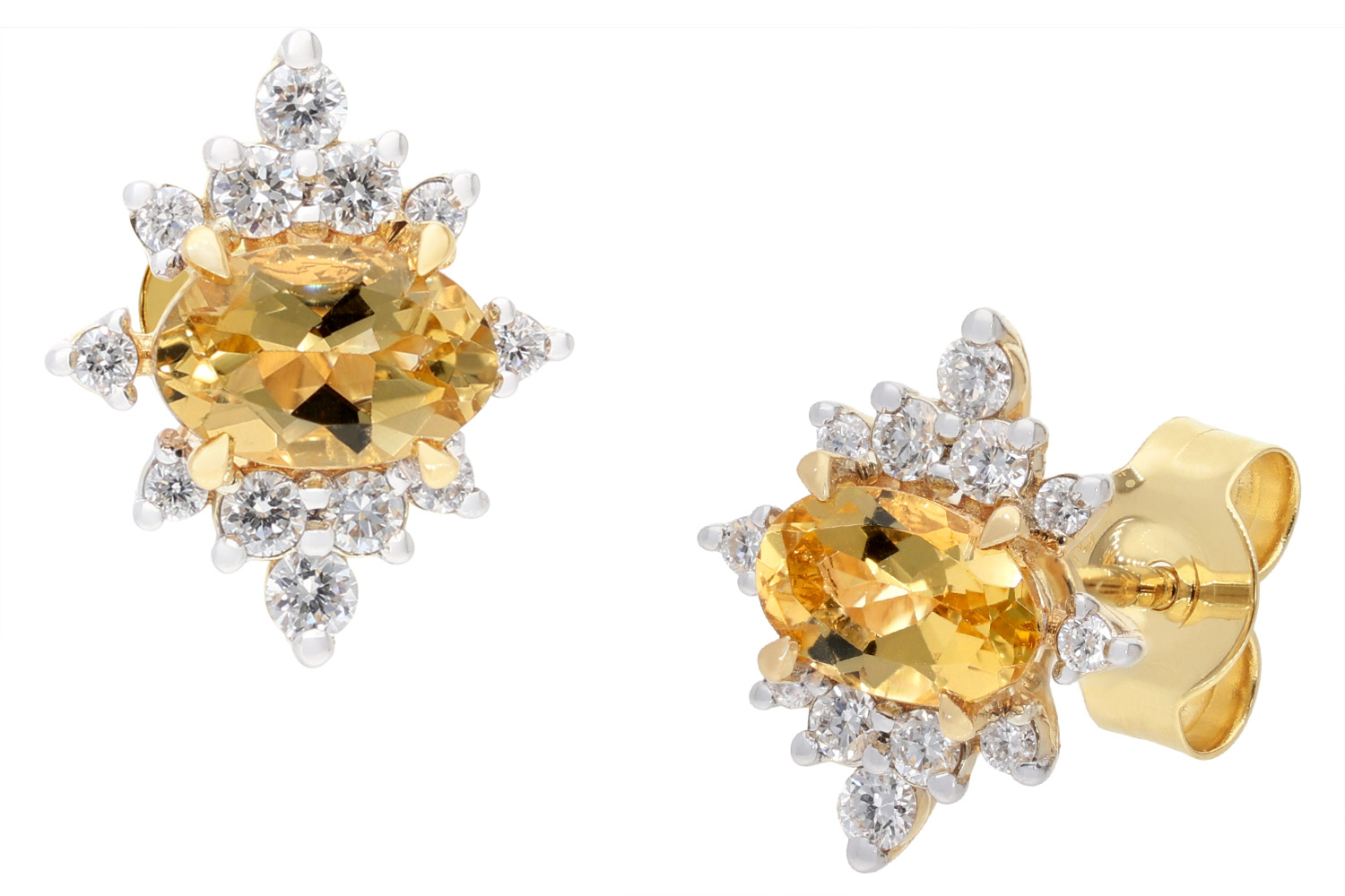 GLIZZ GL1272 Damen-Ohrringe 333 Gold mit Beryll und Lab-Grown Diamanten