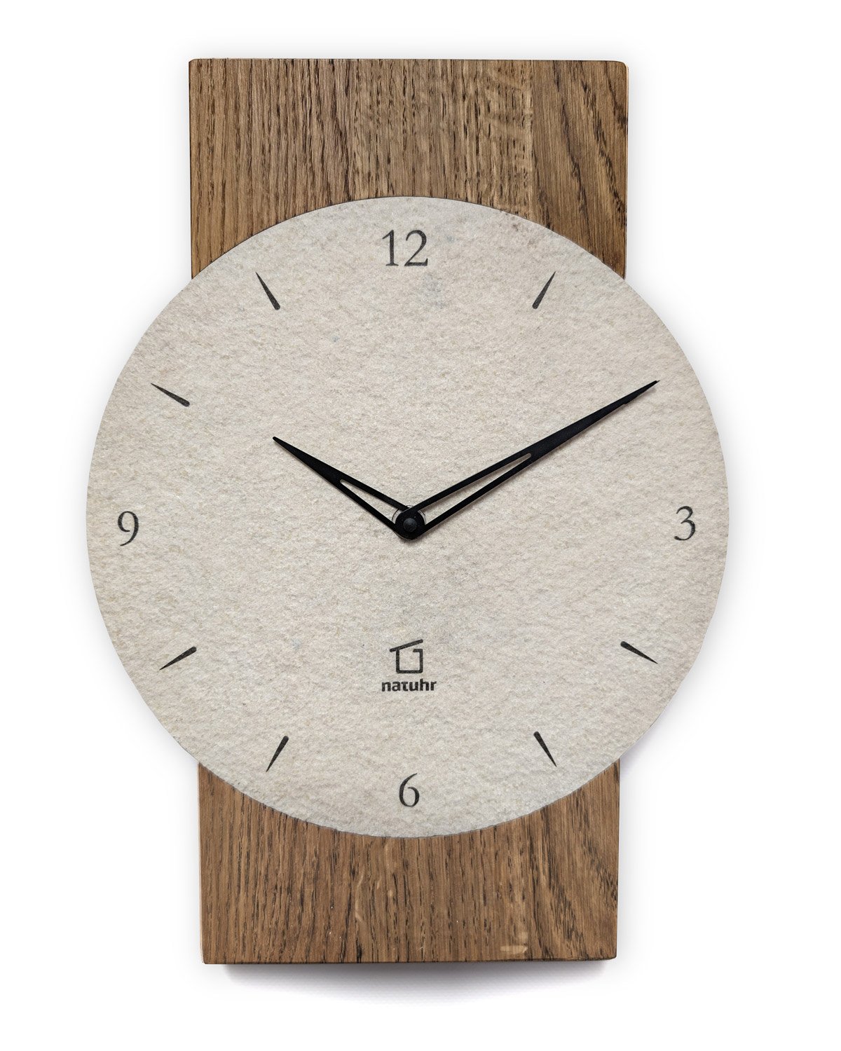 Natuhr 18NU1-10-3 Funk-Wanduhr Großglockner Massivholz Eiche Sandstein