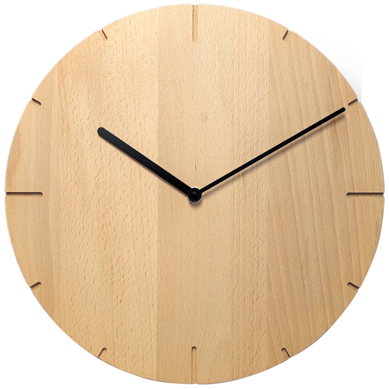 Natuhr 6NU2-14-4 Funk-Wanduhr Solide Massivholz Buche ⌀ 30 cm